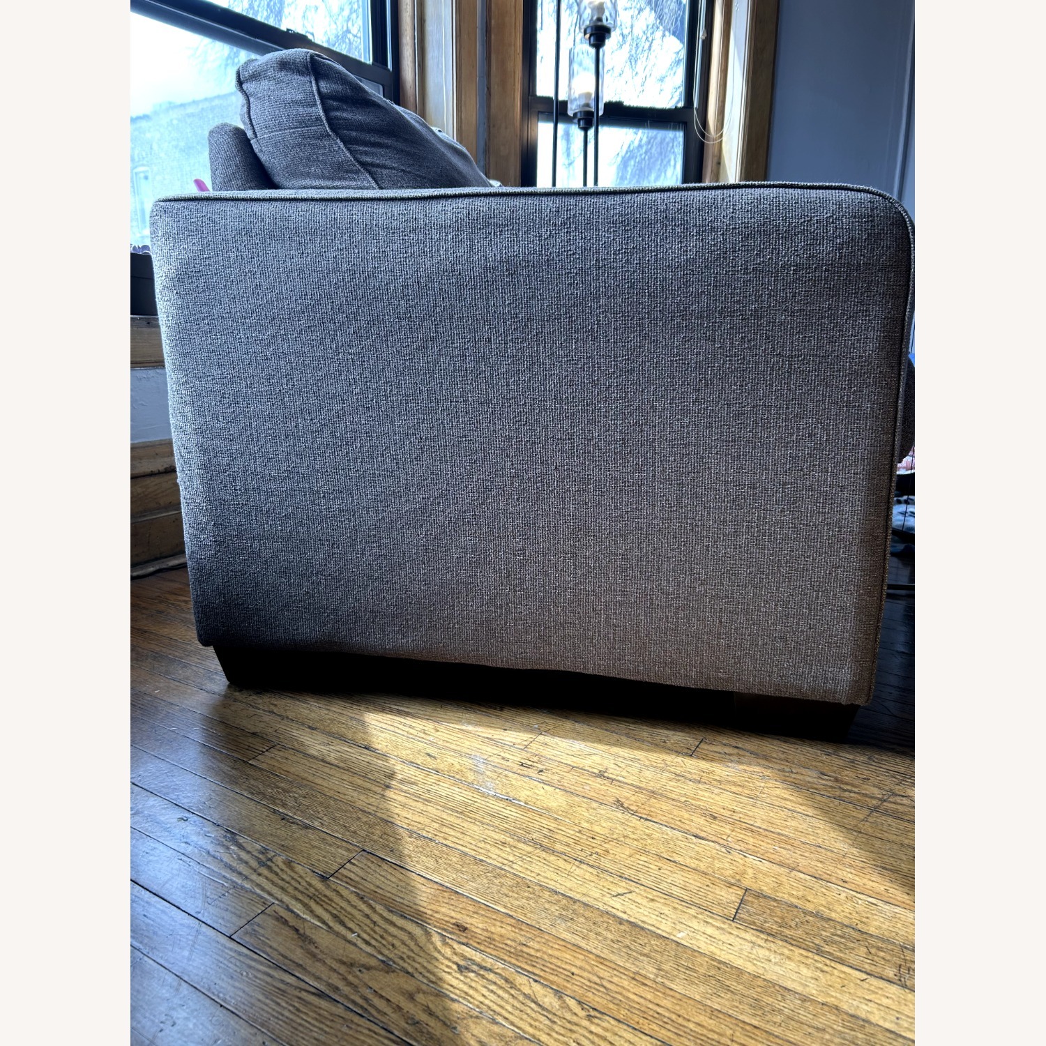 Grey Plush Couch Set 2-Cushion Loveseat - image-2