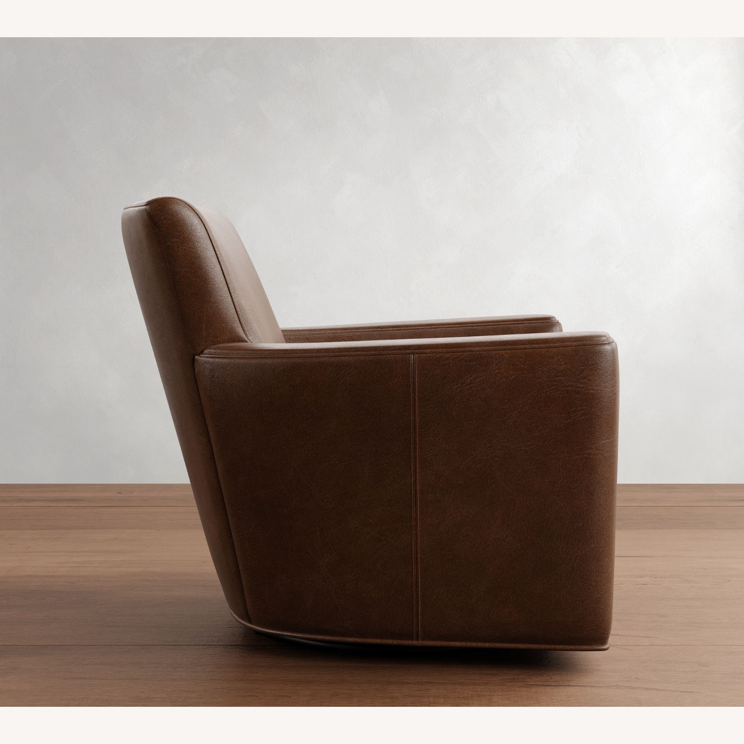 Pottery Barn Irving Square Arm Leather Swivel Chair - image-2