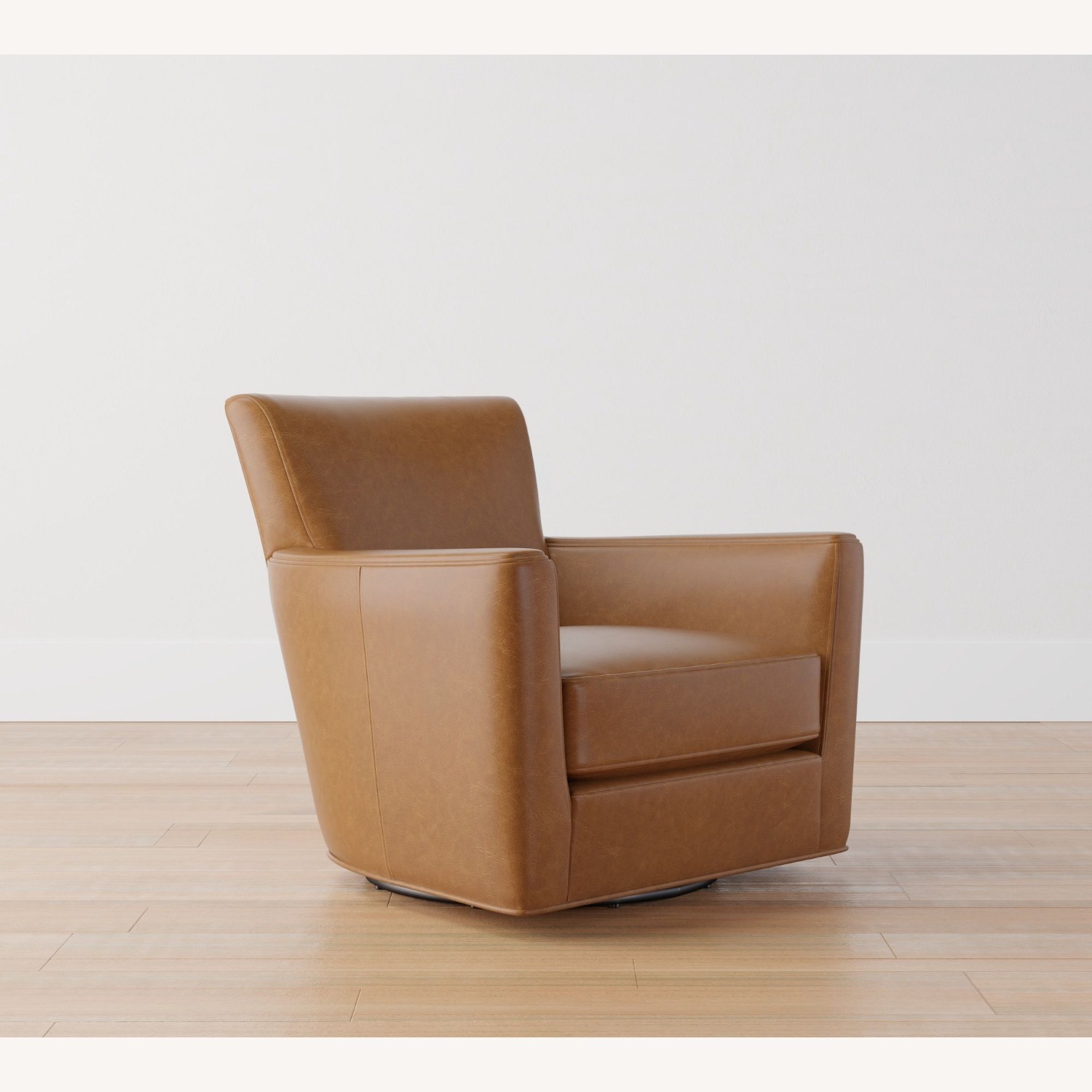 Pottery Barn Irving Square Arm Leather Swivel Chair - image-4