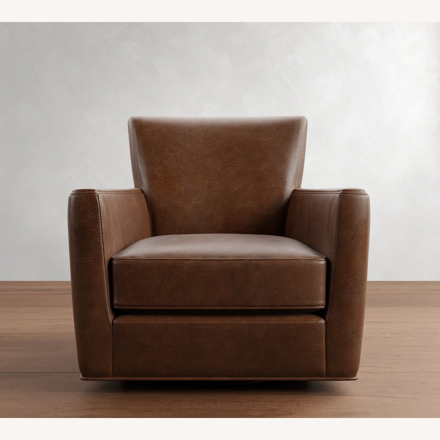 Pottery Barn Irving Square Arm Leather Swivel Chair - image-3