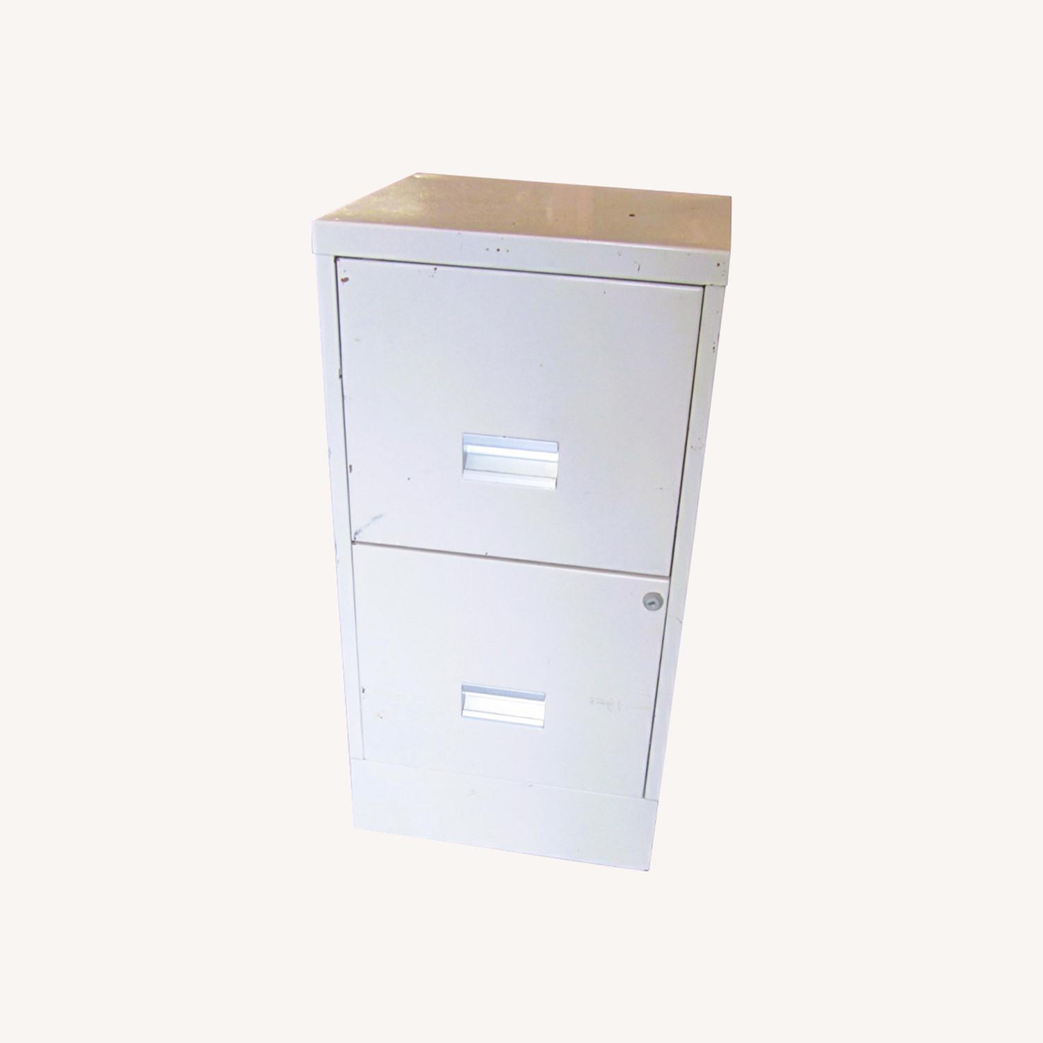 Metal File Cabinet, 2 Drawers, Tan Color - image-0