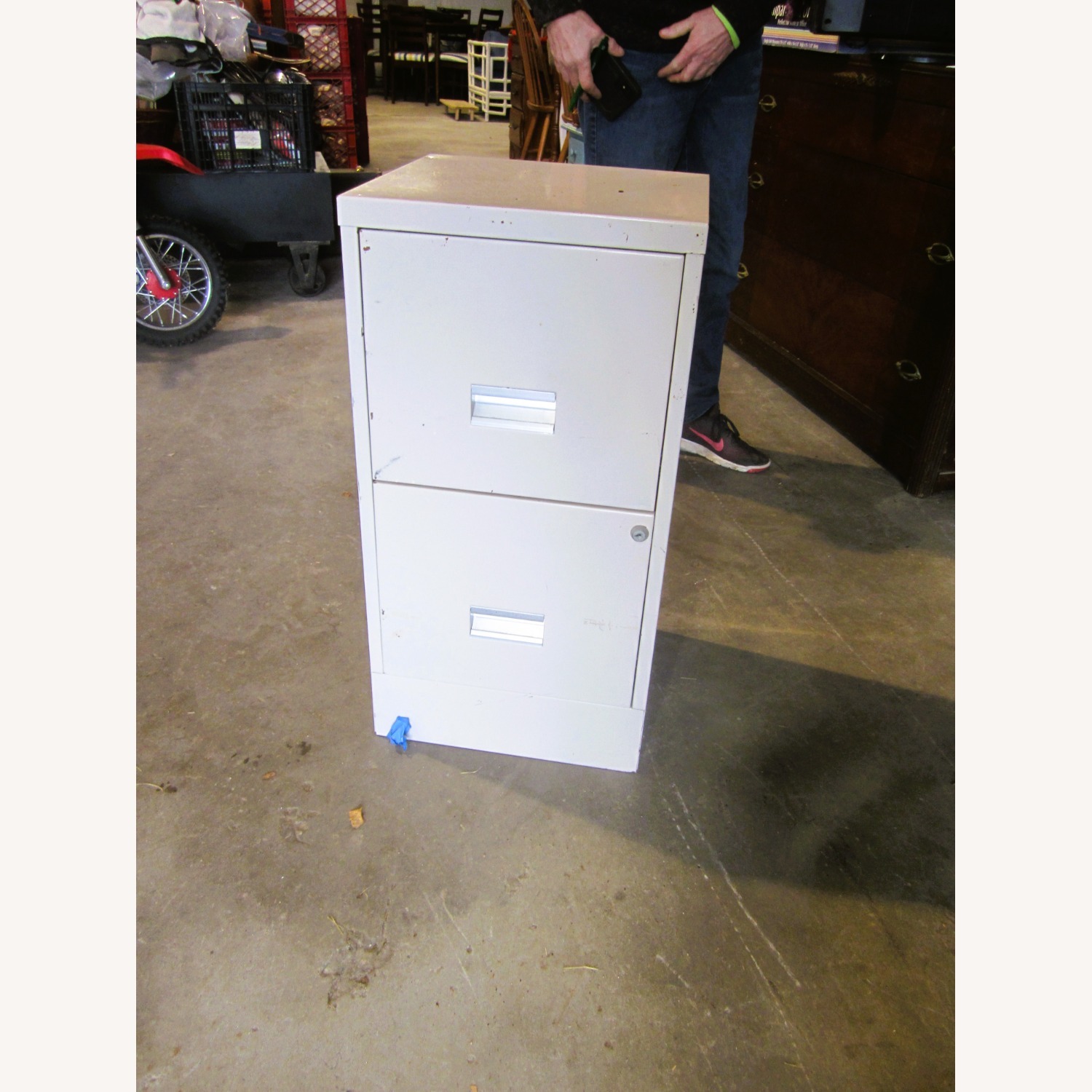 Metal File Cabinet, 2 Drawers, Tan Color - image-1