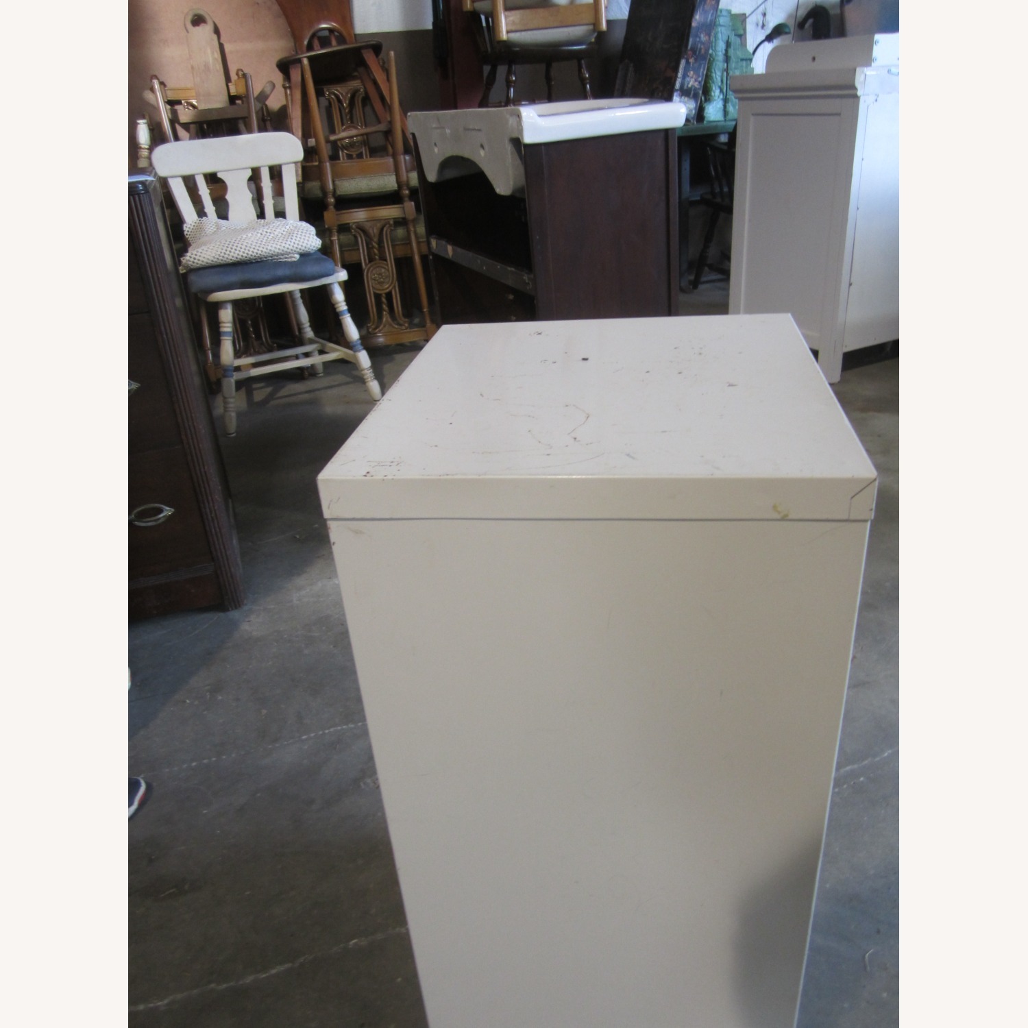 Metal File Cabinet, 2 Drawers, Tan Color - image-4