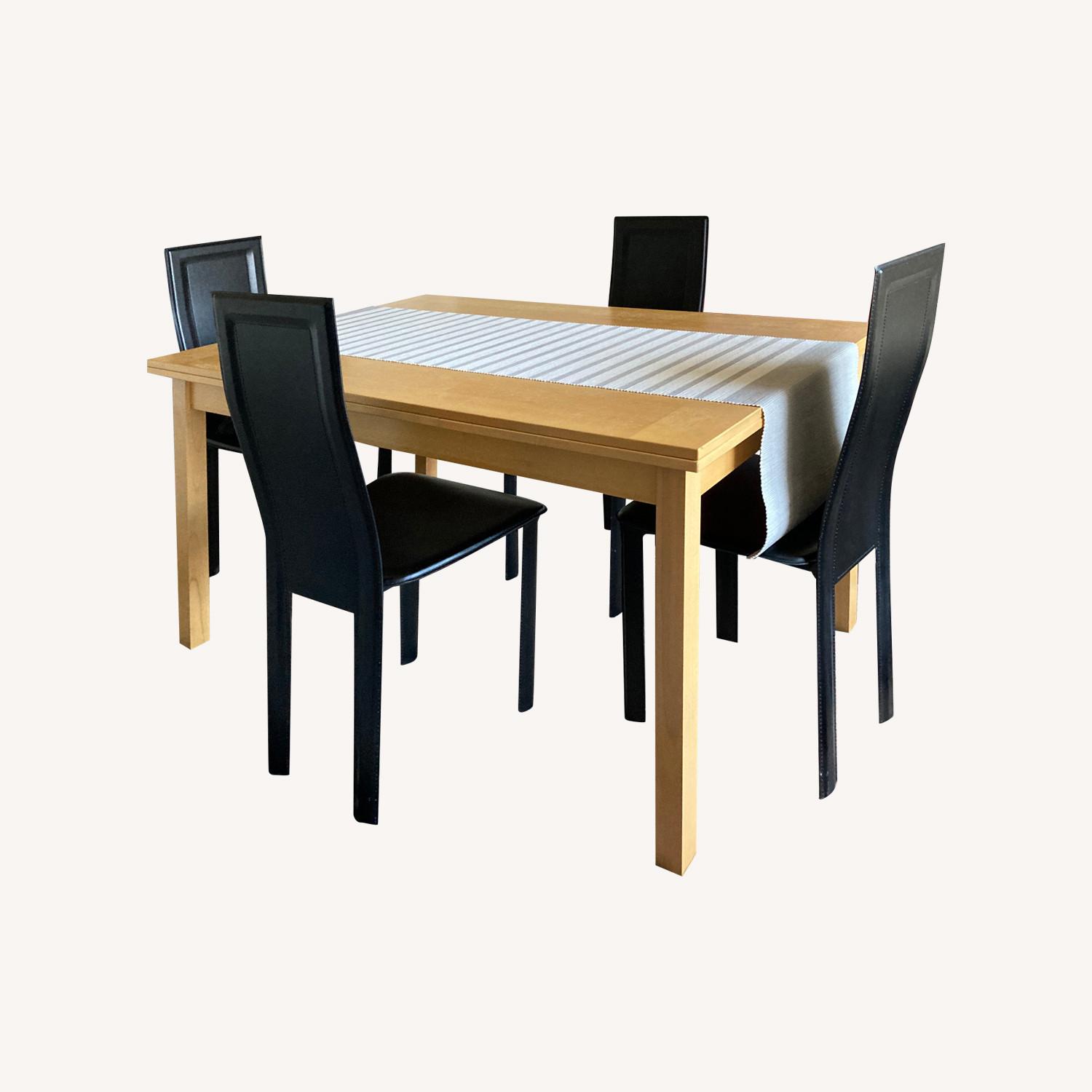 Wood and Leather Dining Set - image-0