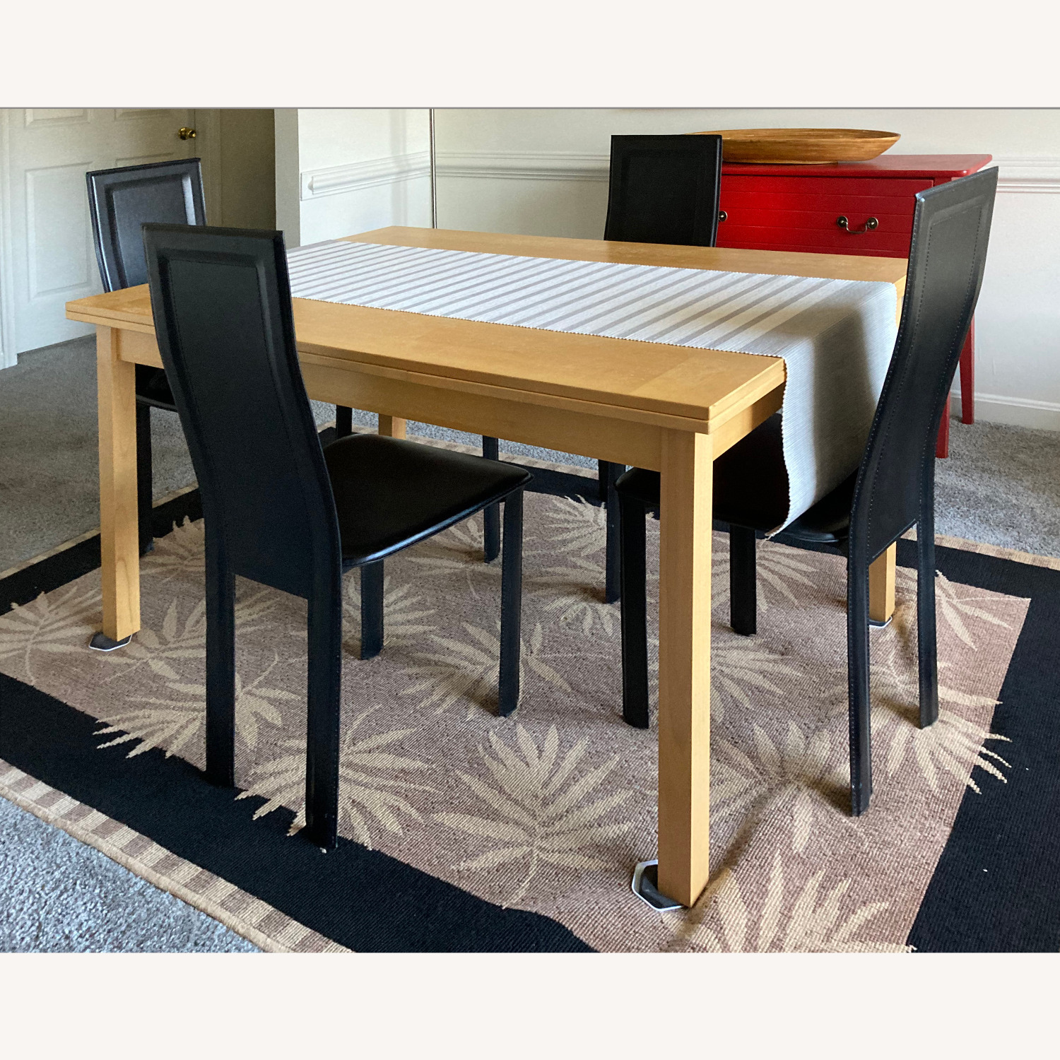 Wood and Leather Dining Set - image-1