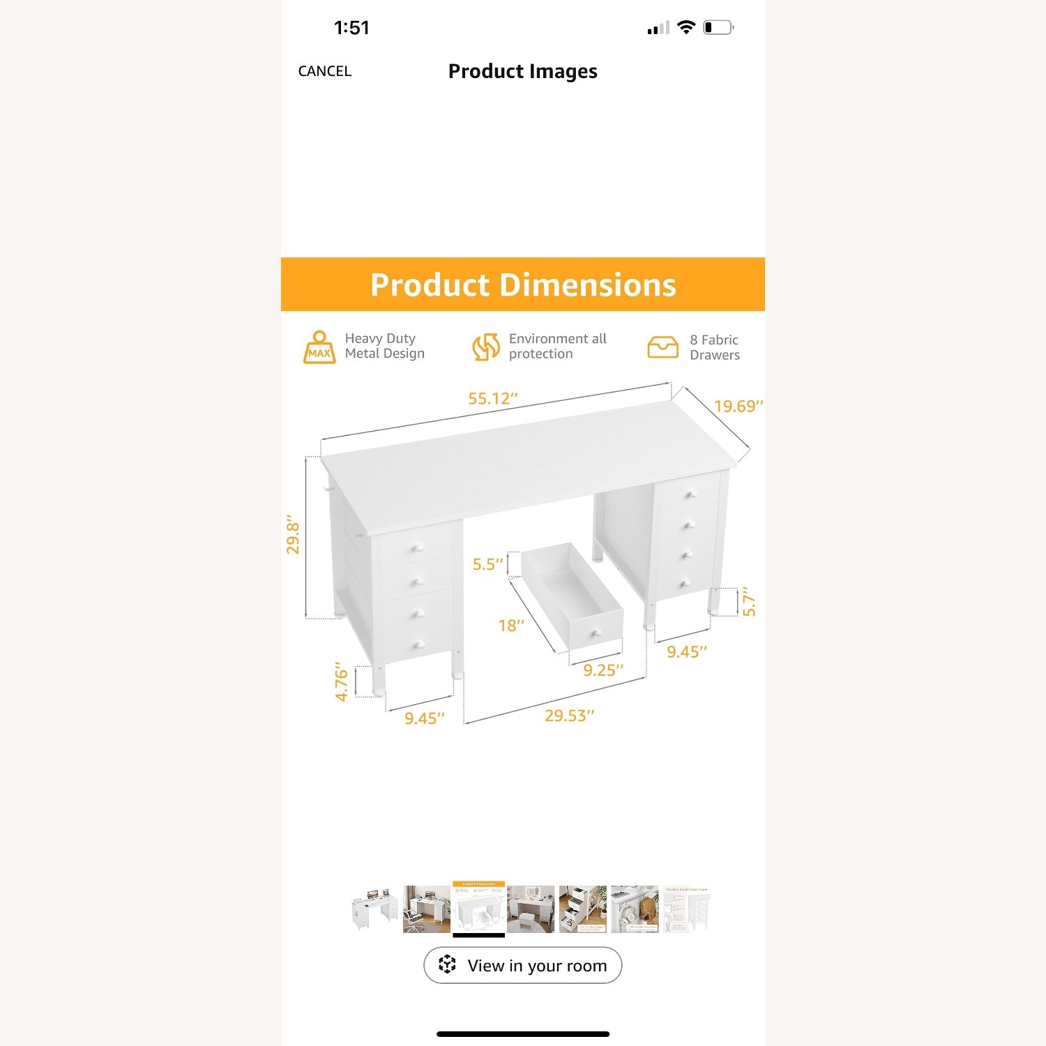 White Computer Desk with Drawers - image-2