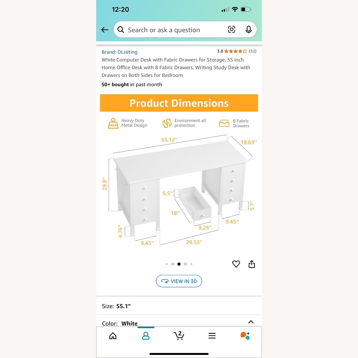 White Computer Desk with Drawers - image-3