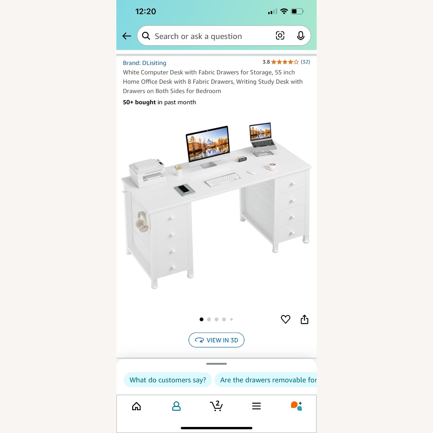 White Computer Desk with Drawers - image-1