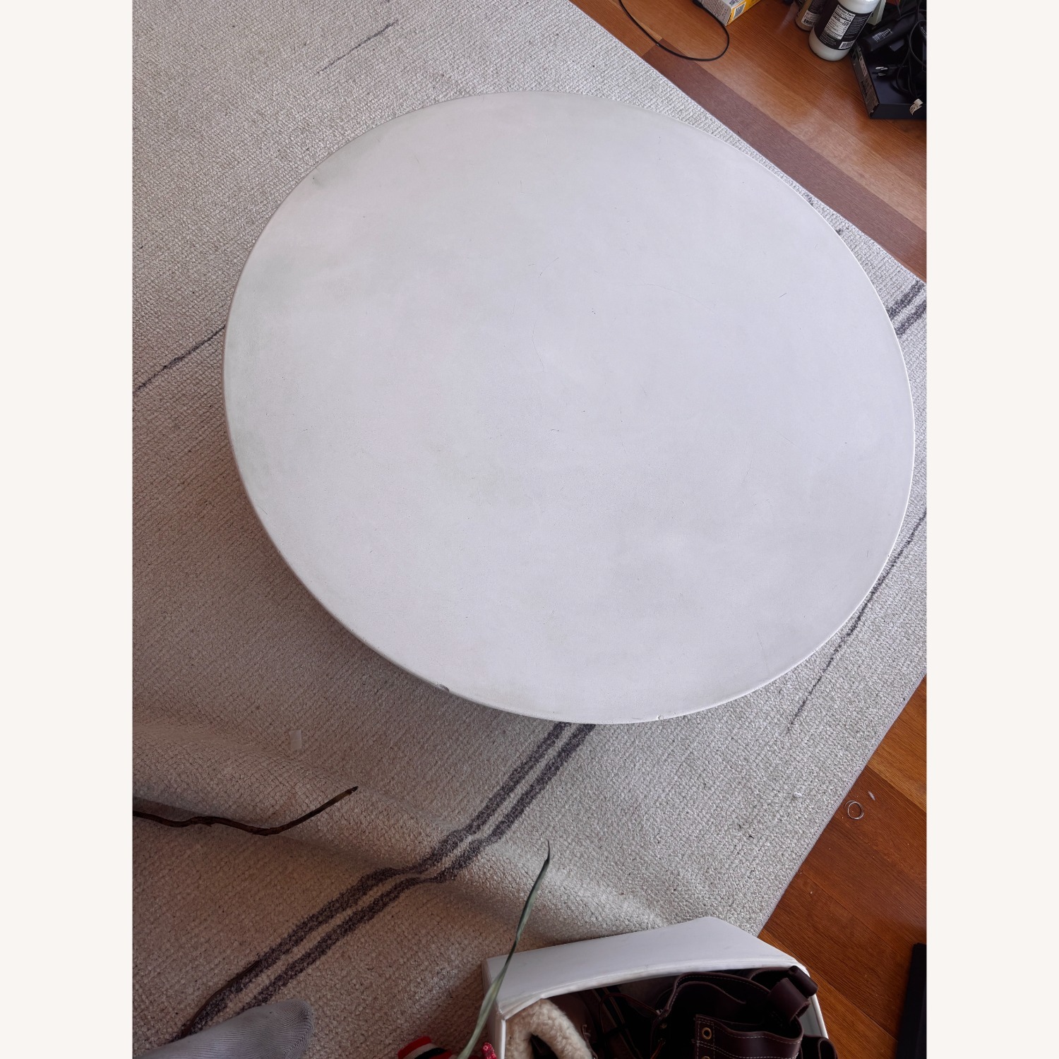 CB2 Cap 35" Ivory Cement Coffee Table Small - image-2