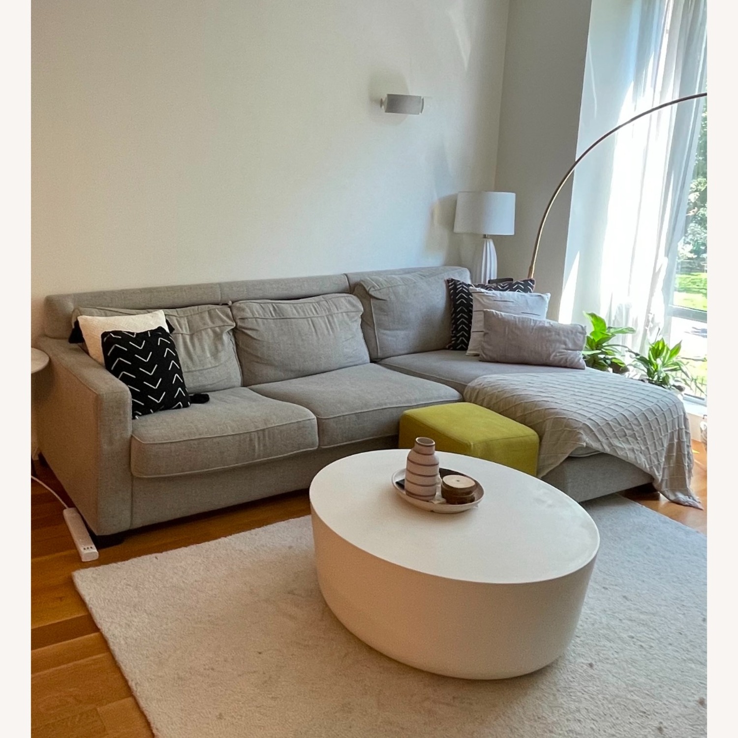 CB2 Cap 35" Ivory Cement Coffee Table Small - image-6