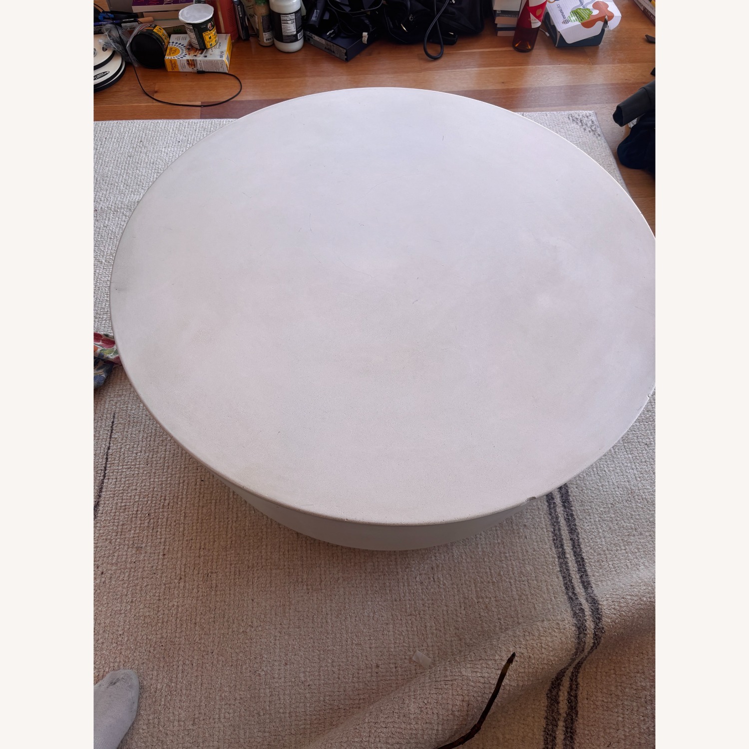 CB2 Cap 35" Ivory Cement Coffee Table Small - image-4