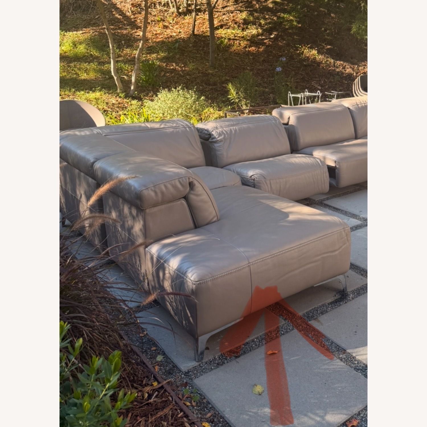 Natuzzi Editions Gray Sectional Leather Sofa - image-3