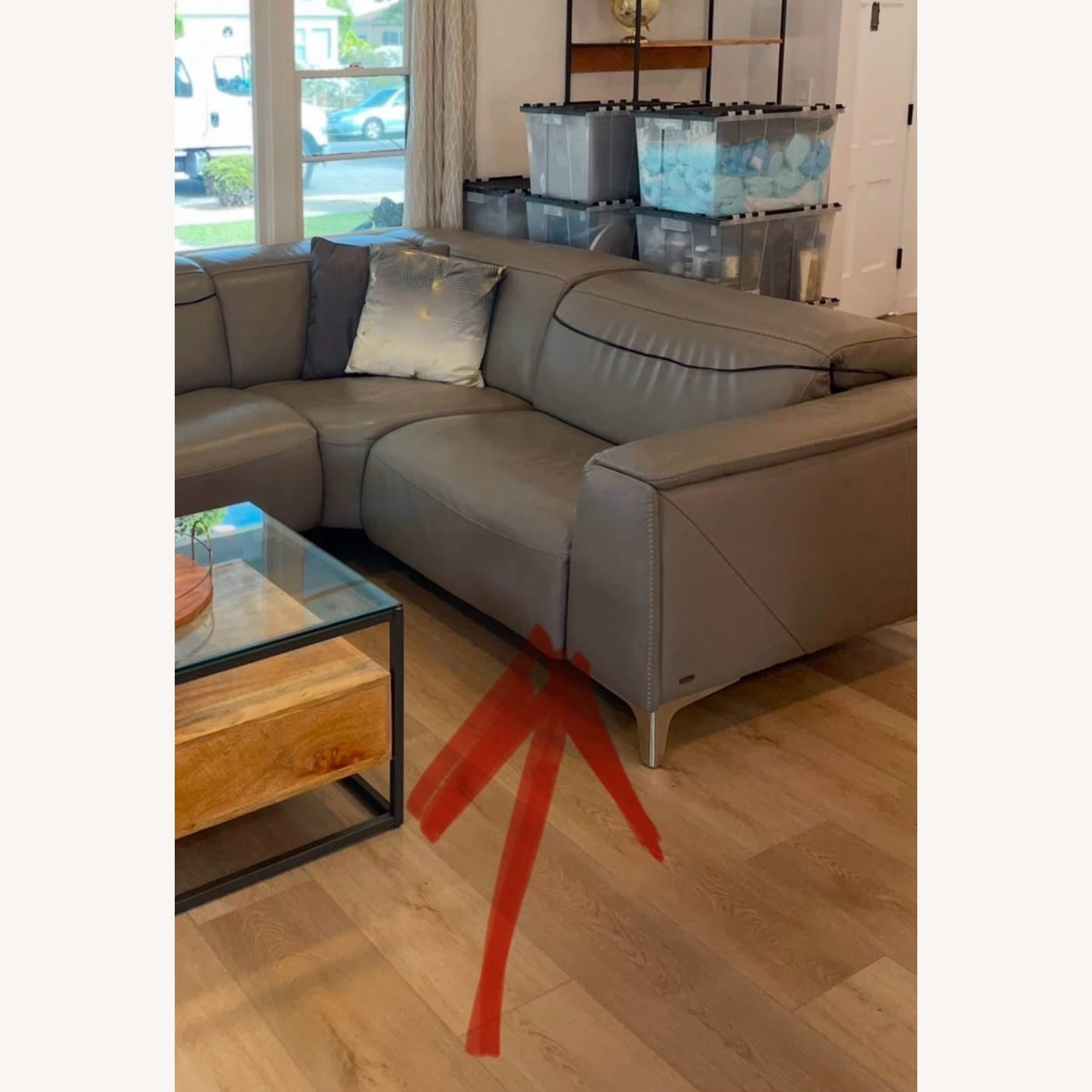 Natuzzi Editions Gray Sectional Leather Sofa - image-1