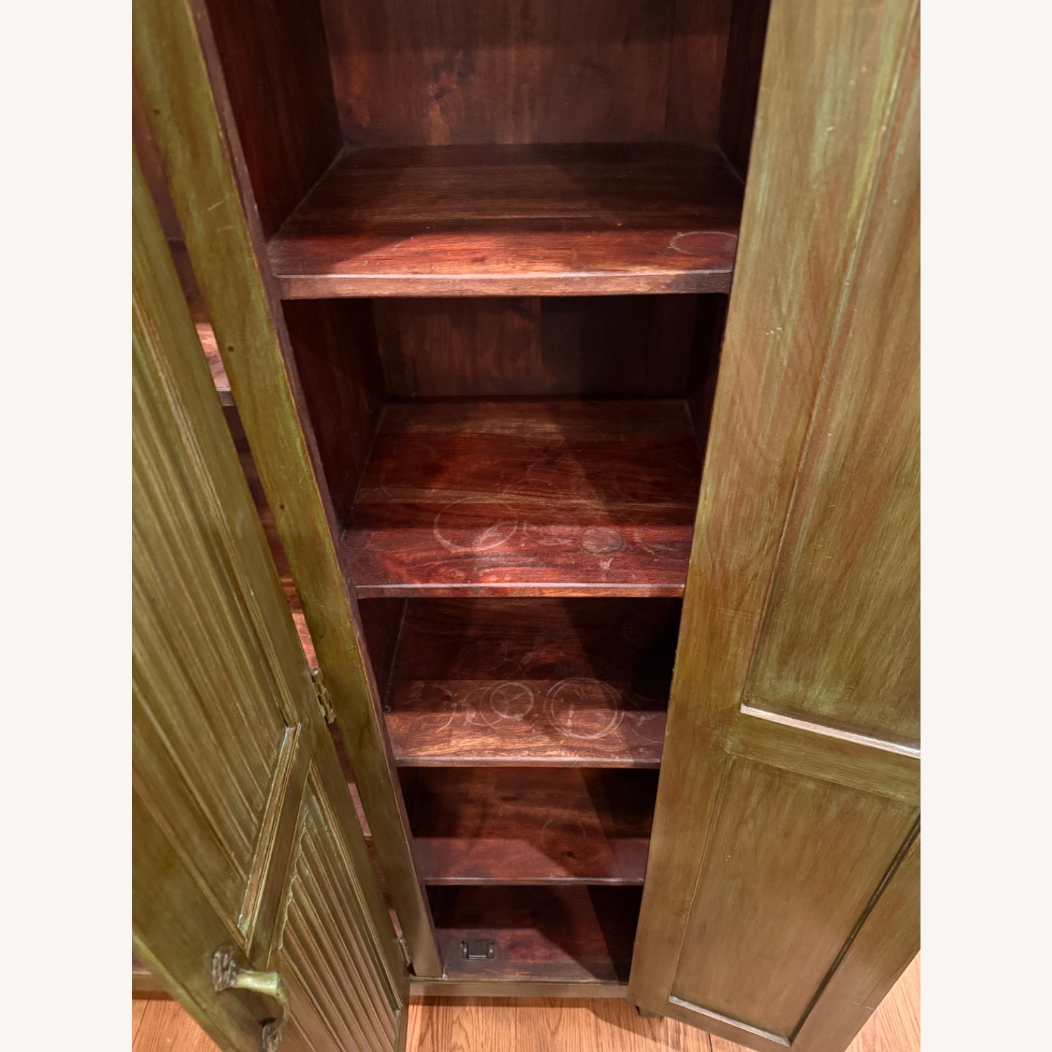 Crate & Barrel Unique Green Stained Wood Armoire - image-4