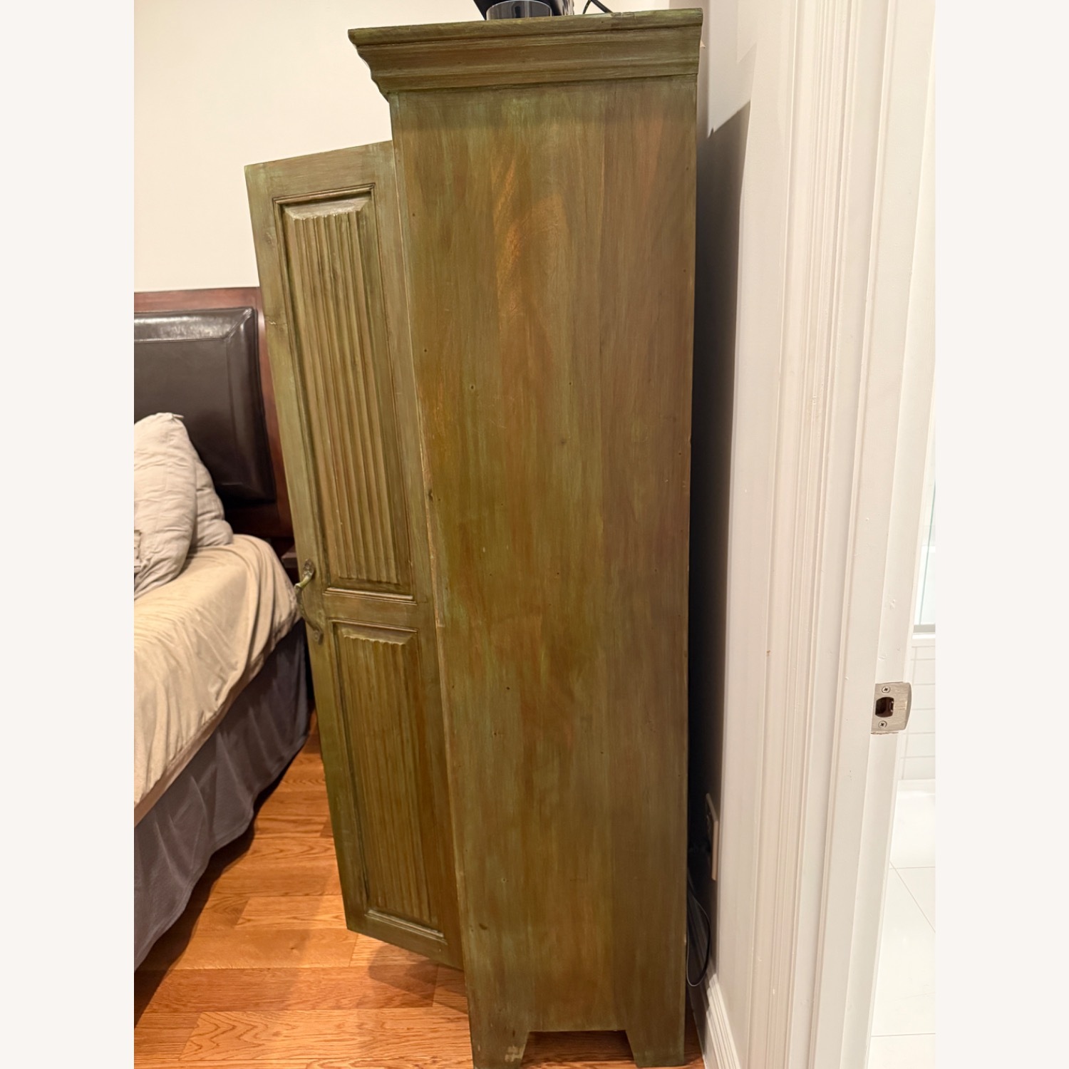 Crate & Barrel Unique Green Stained Wood Armoire - image-2