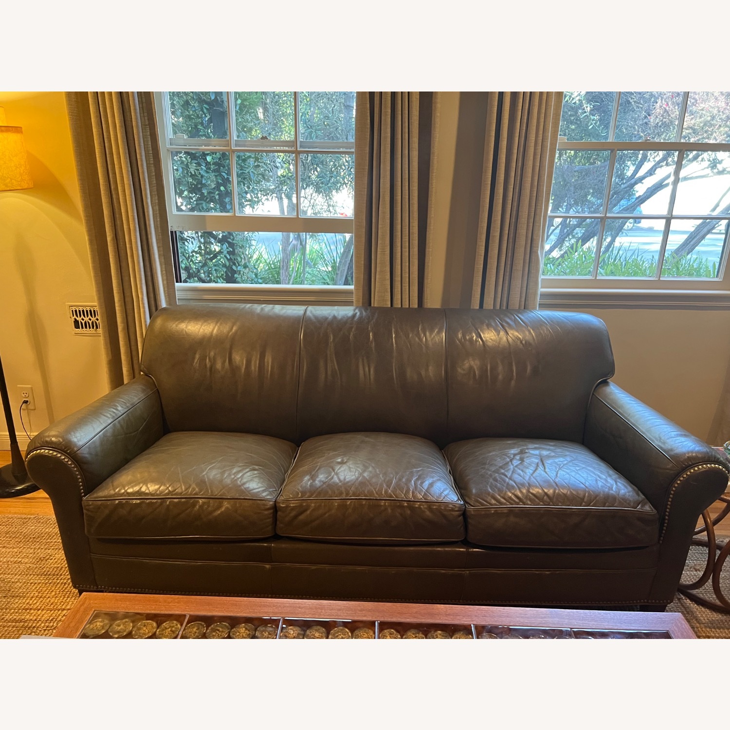 Hancock & Moore Leather Sofa with Brass Studs - image-2