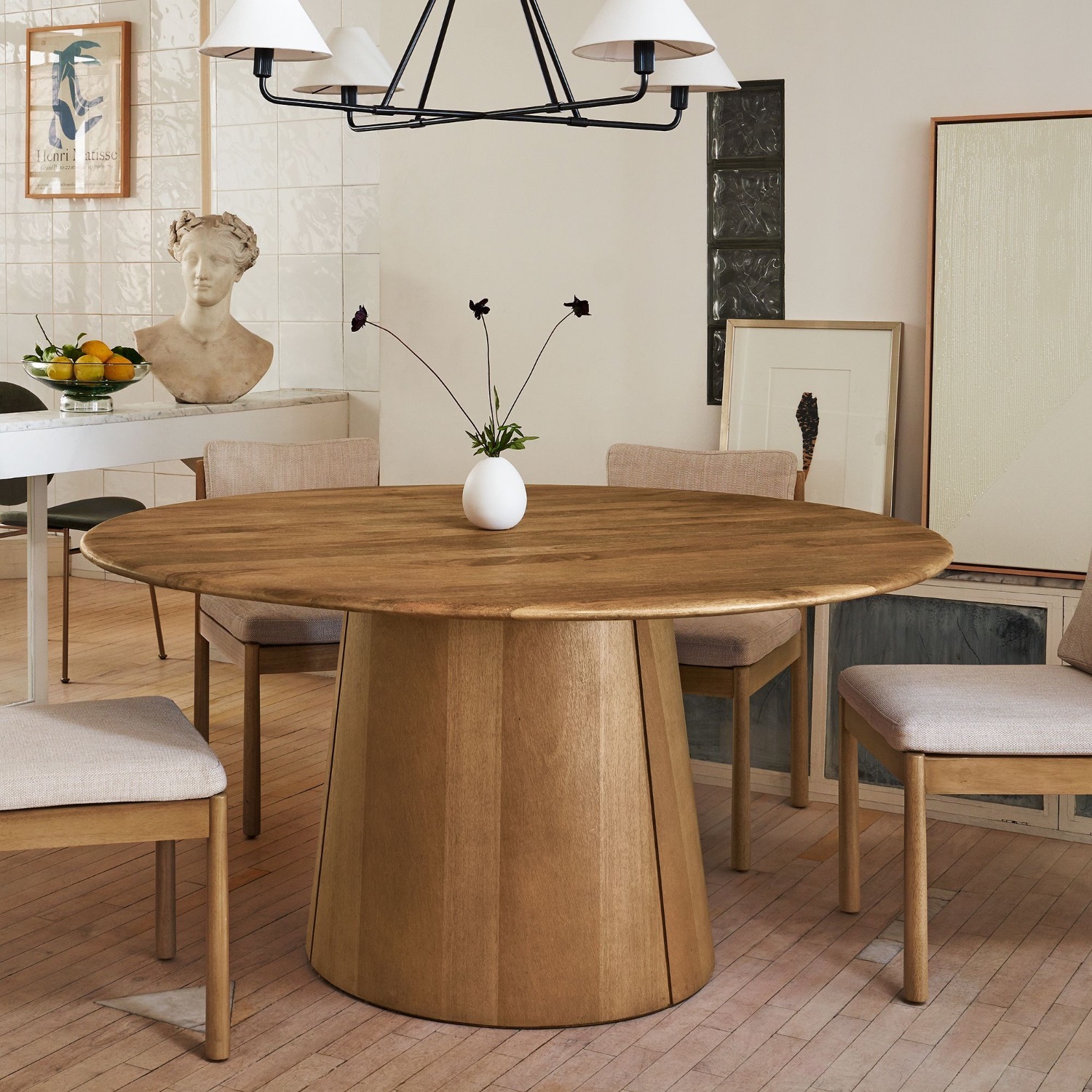 West Elm Anton 60” Pedestal Dining Table - AptDeco