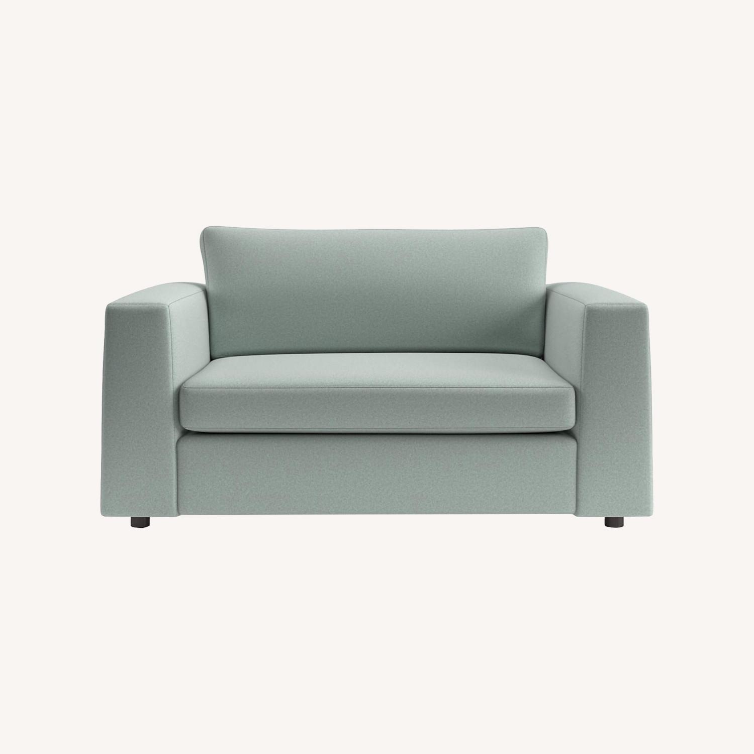Crate & Barrel Green Twin Sleeper Loveseat - image-0