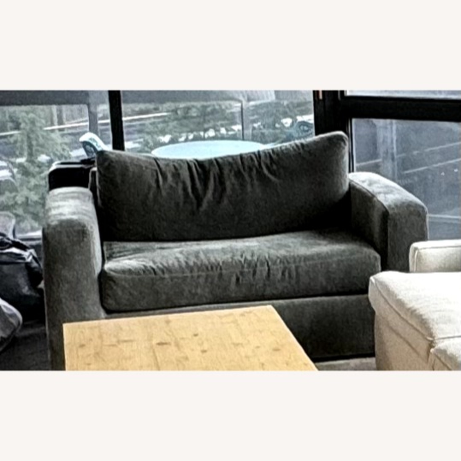 Crate & Barrel Green Twin Sleeper Loveseat - image-1