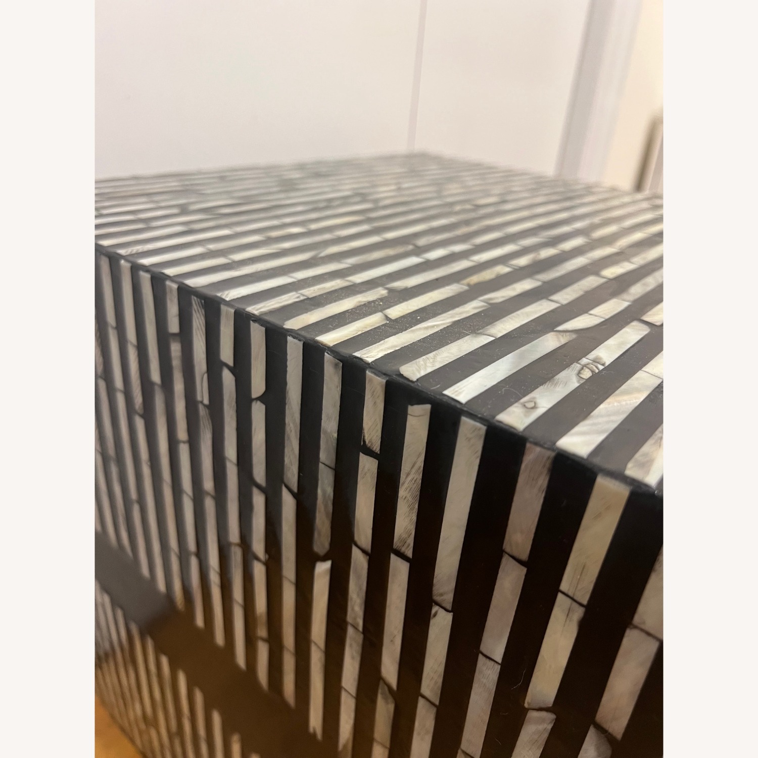 Black and Pearl Colored Mosaic Side Table - image-5