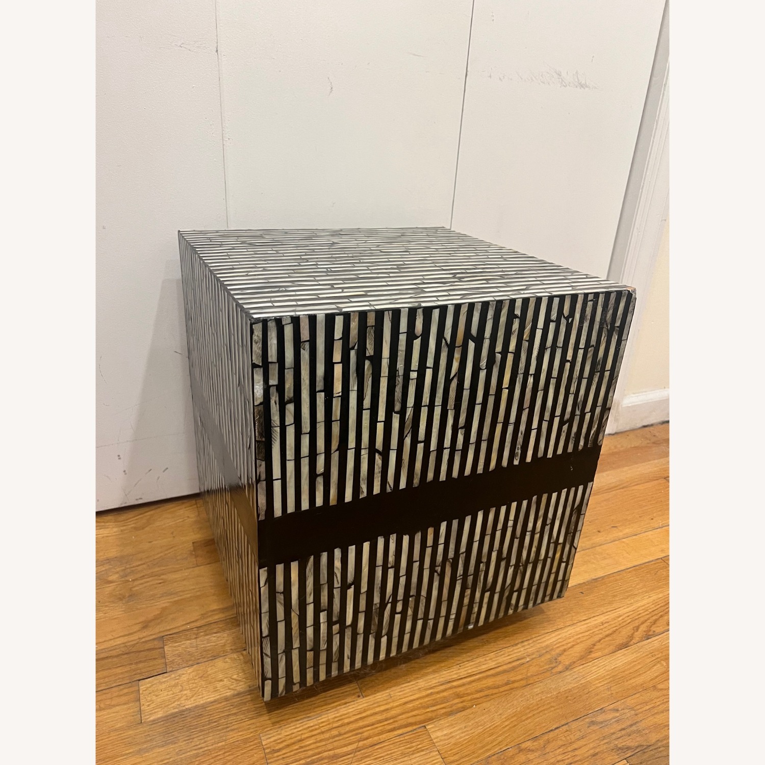 Black and Pearl Colored Mosaic Side Table - image-1