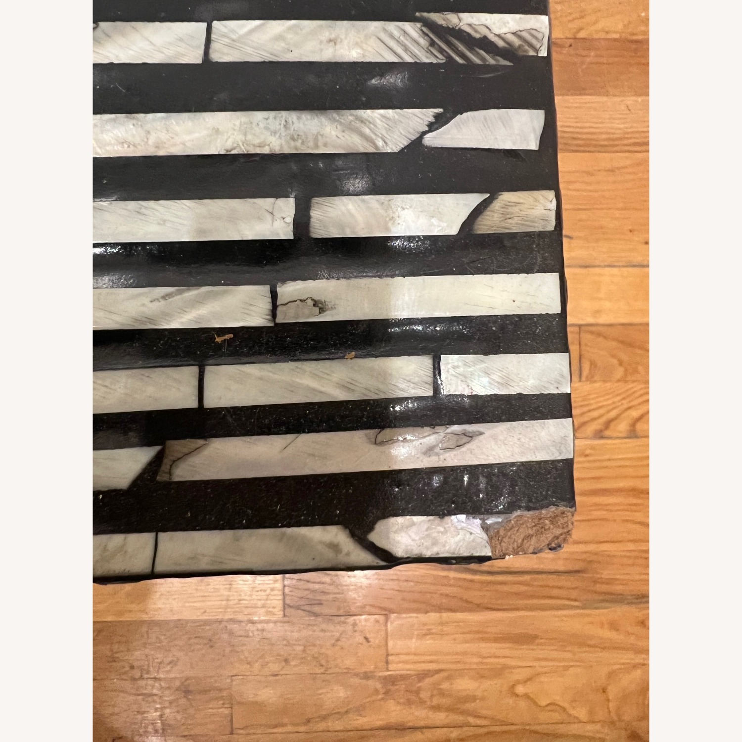 Black and Pearl Colored Mosaic Side Table - image-4