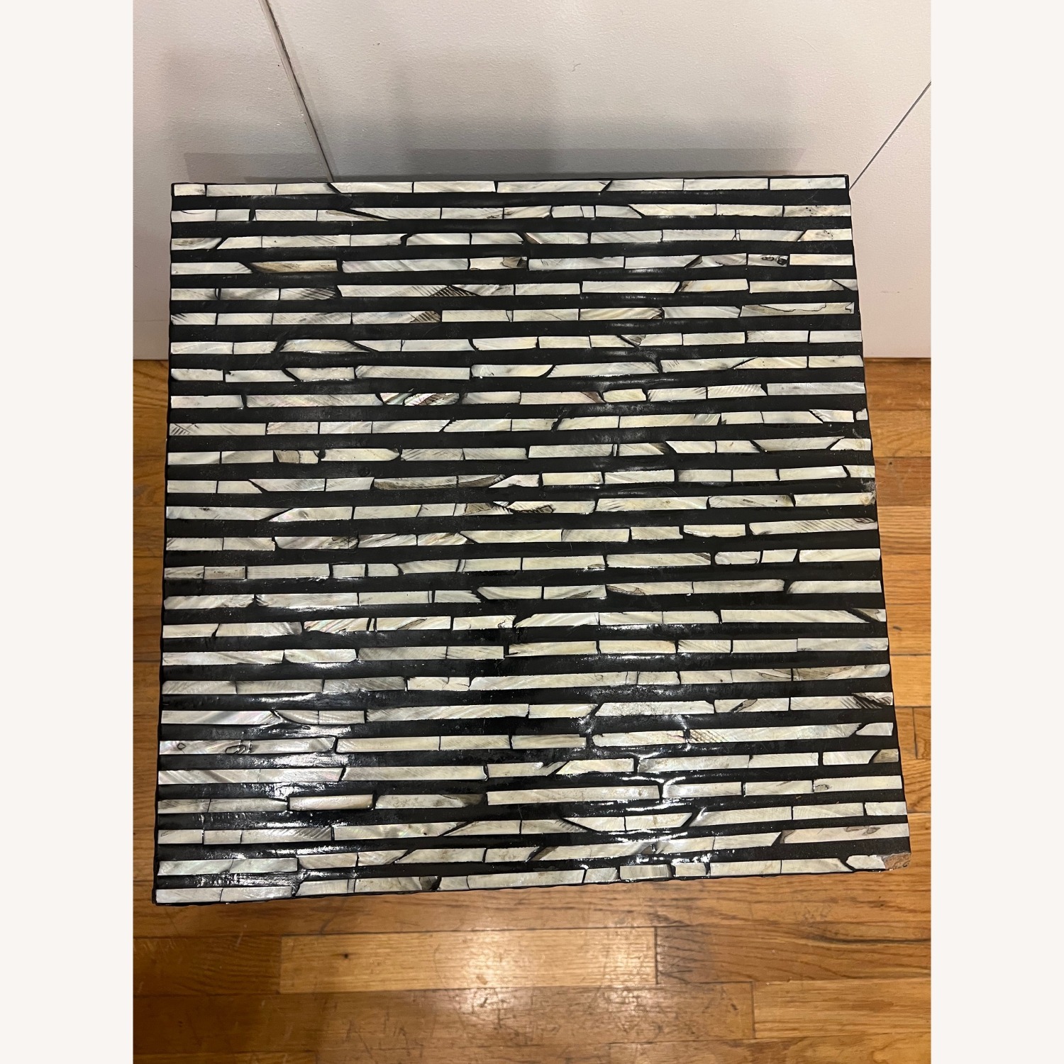 Black and Pearl Colored Mosaic Side Table - image-3