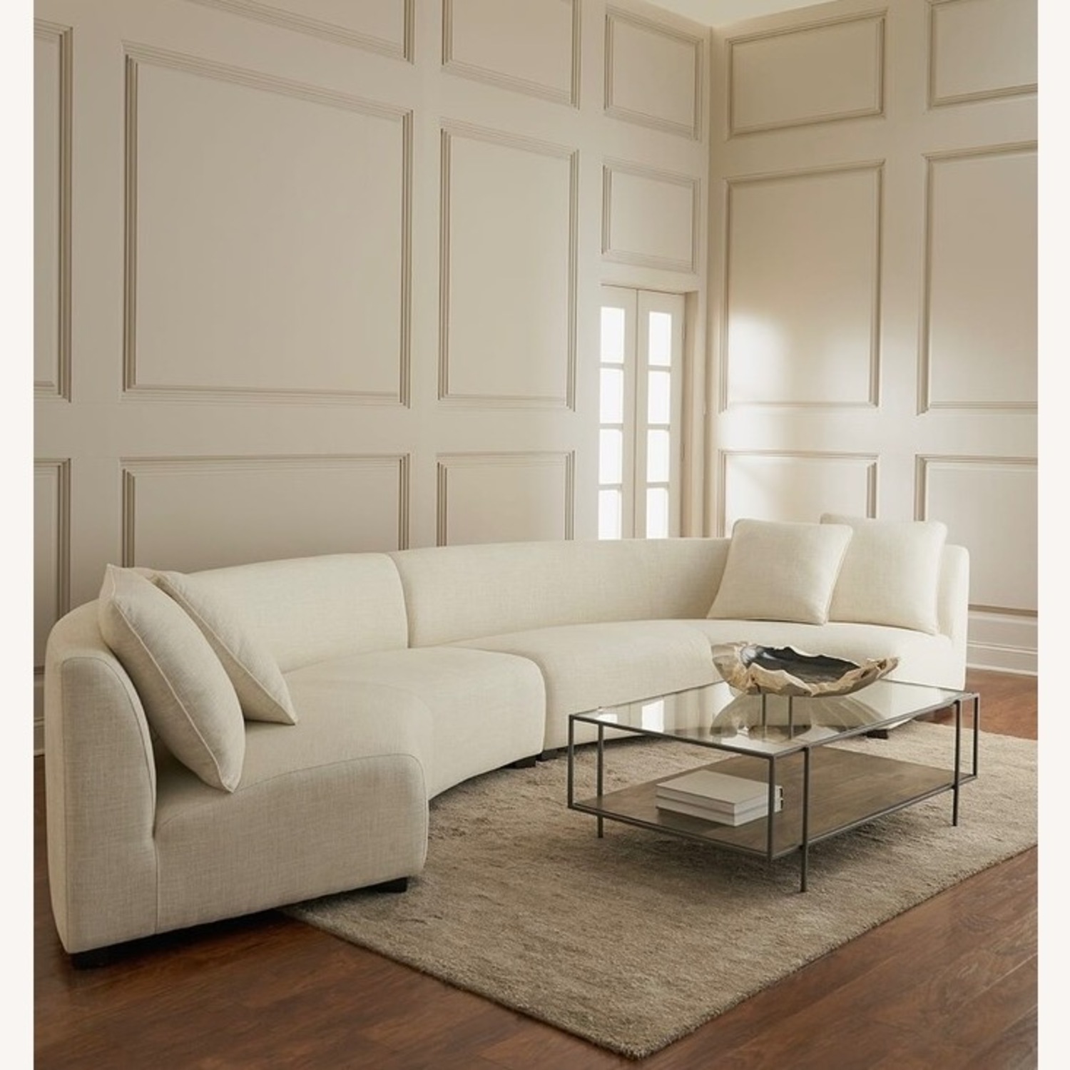 Vintage MCM Curved White Sofa - image-11