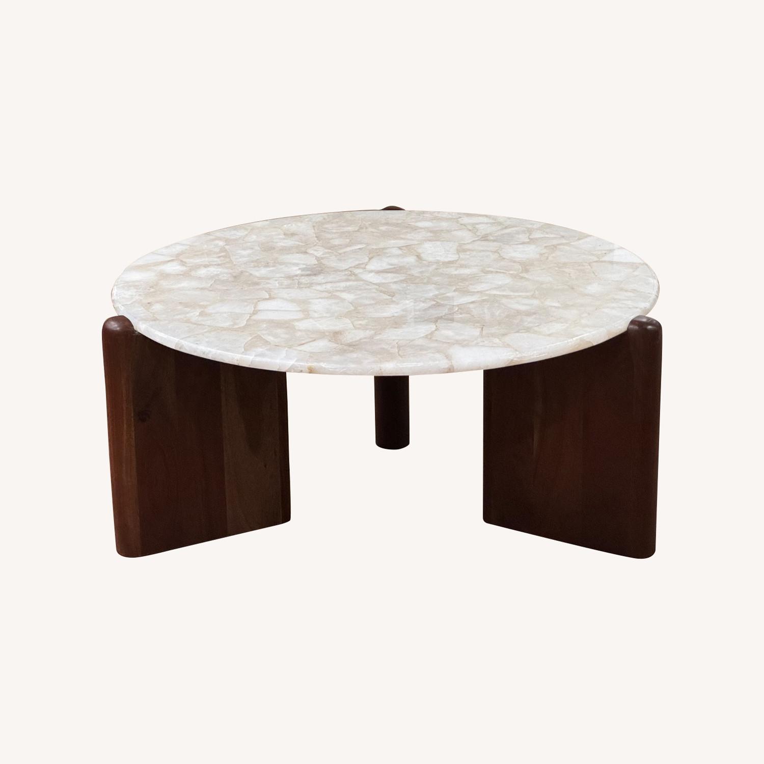 CB2 Santoro 37" Round White Quartz Coffee Table - AptDeco