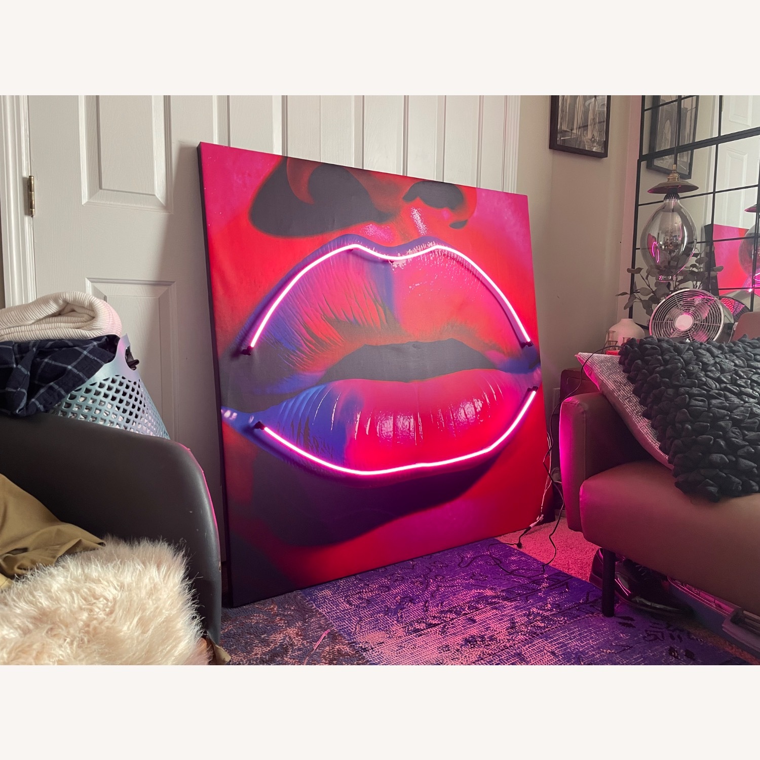 Custom Pink Neon Canvas Lips - image-3