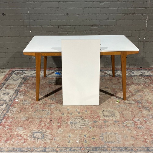 Used West Elm White Top Wood Dining Table with Leaf for sale on AptDeco