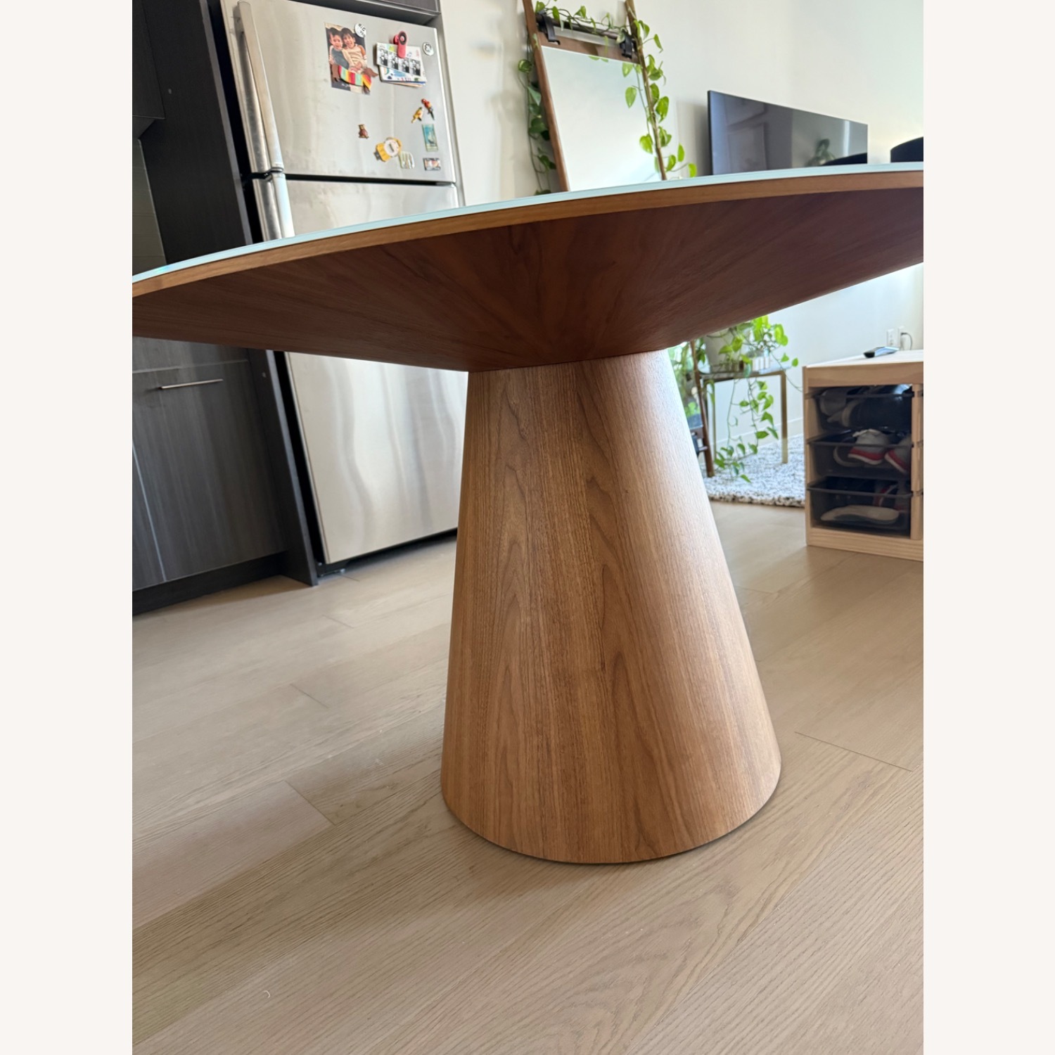 Rove Concepts Winston Round White Glass / Wood Table - image-2