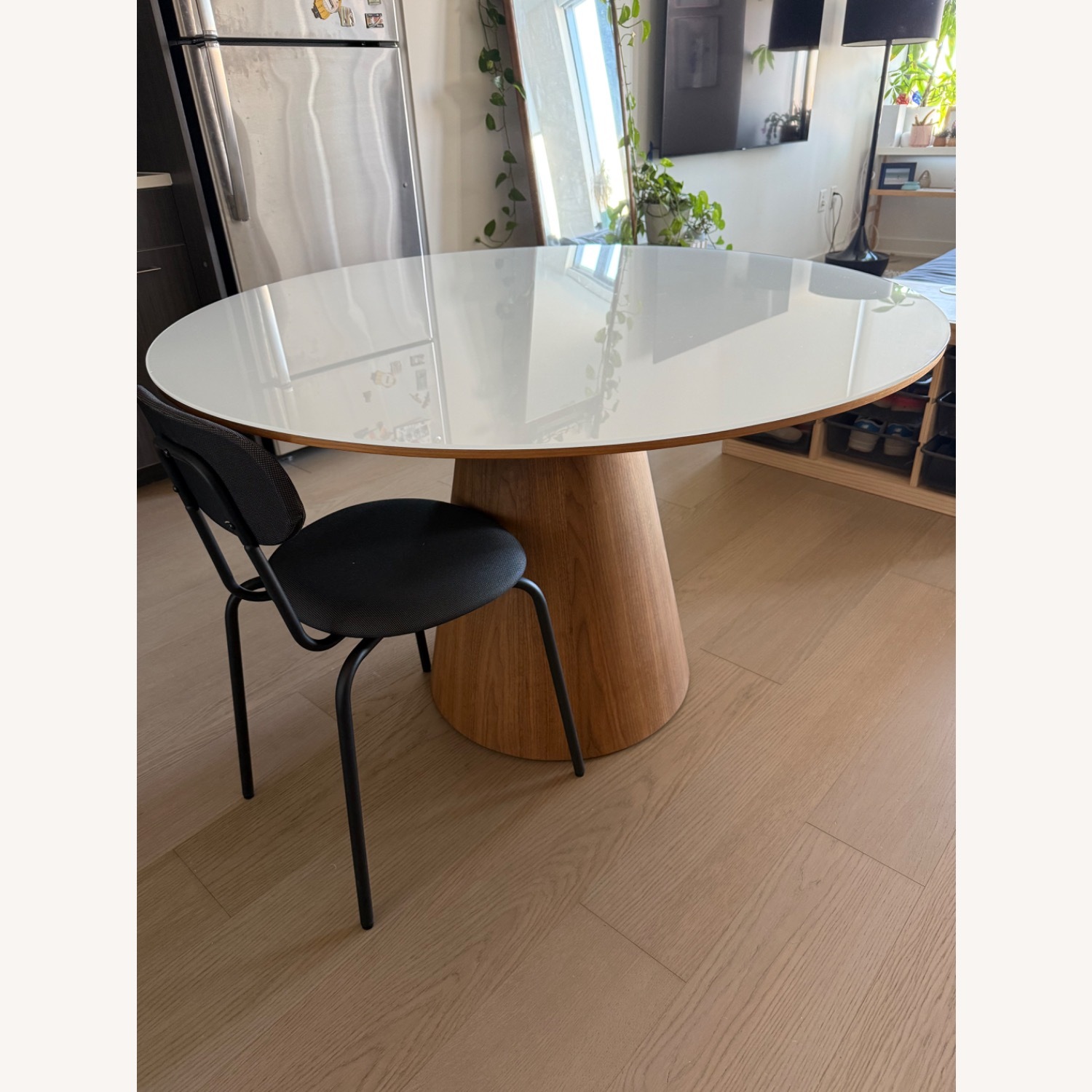 Rove Concepts Winston Round White Glass / Wood Table - image-1