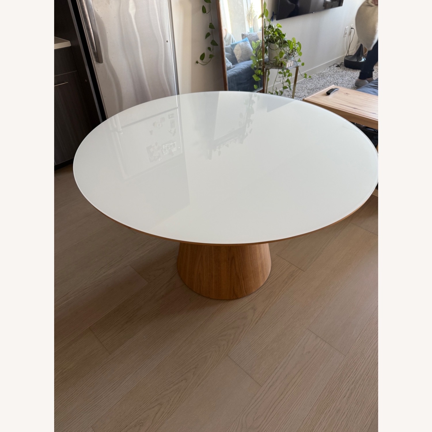 Rove Concepts Winston Round White Glass / Wood Table - image-3