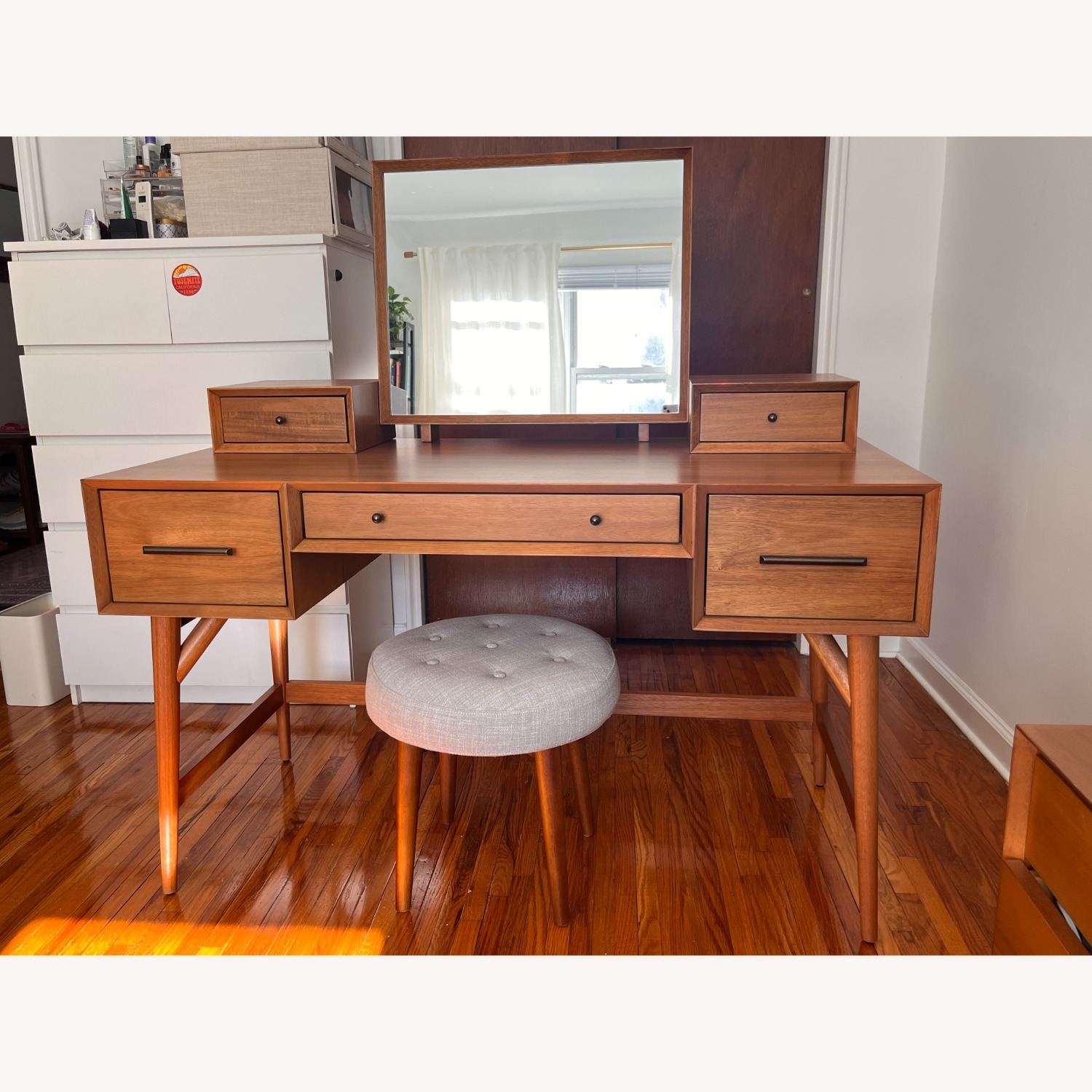 West Elm Mid Century Vanity Desk Set (52”) - image-6