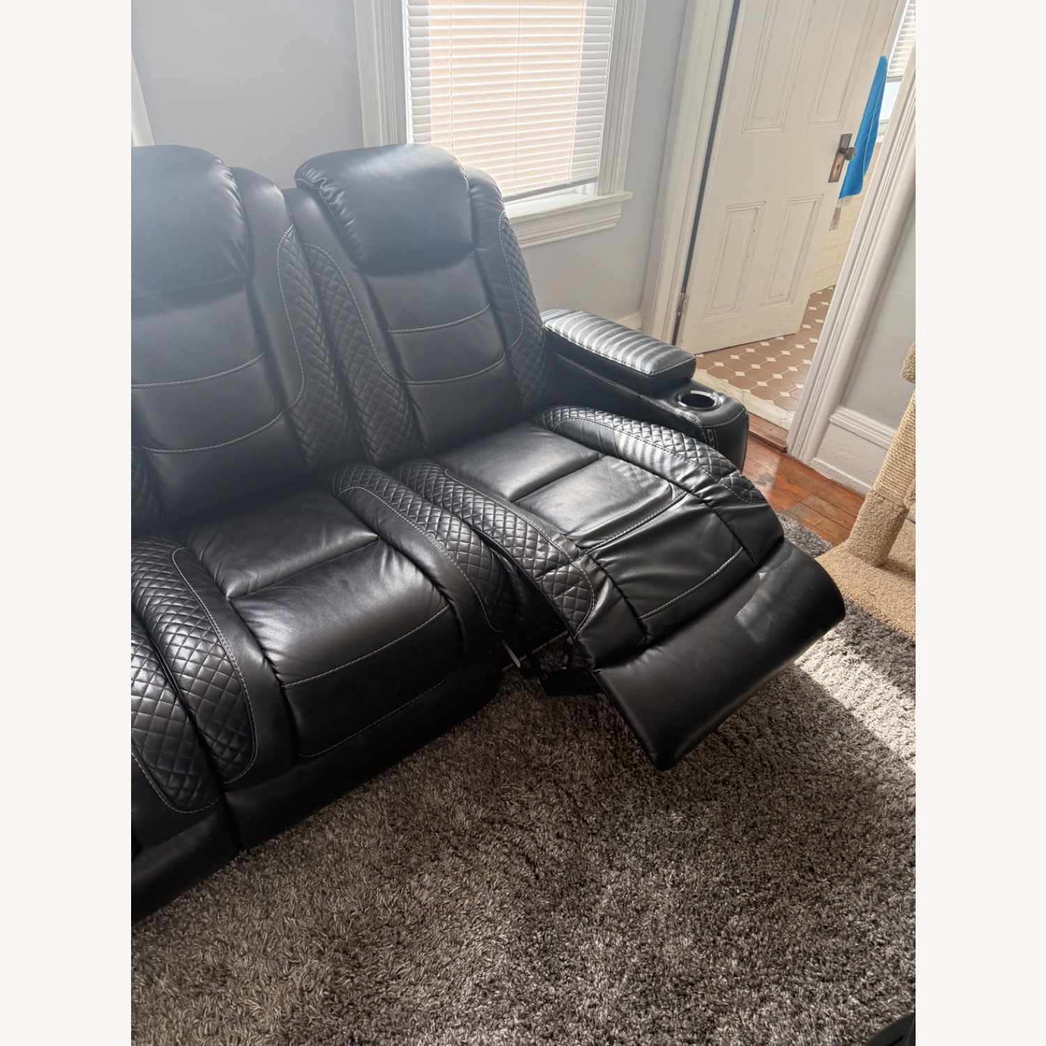 Ashley Party Time Black Sofa USB/Outlets - image-2