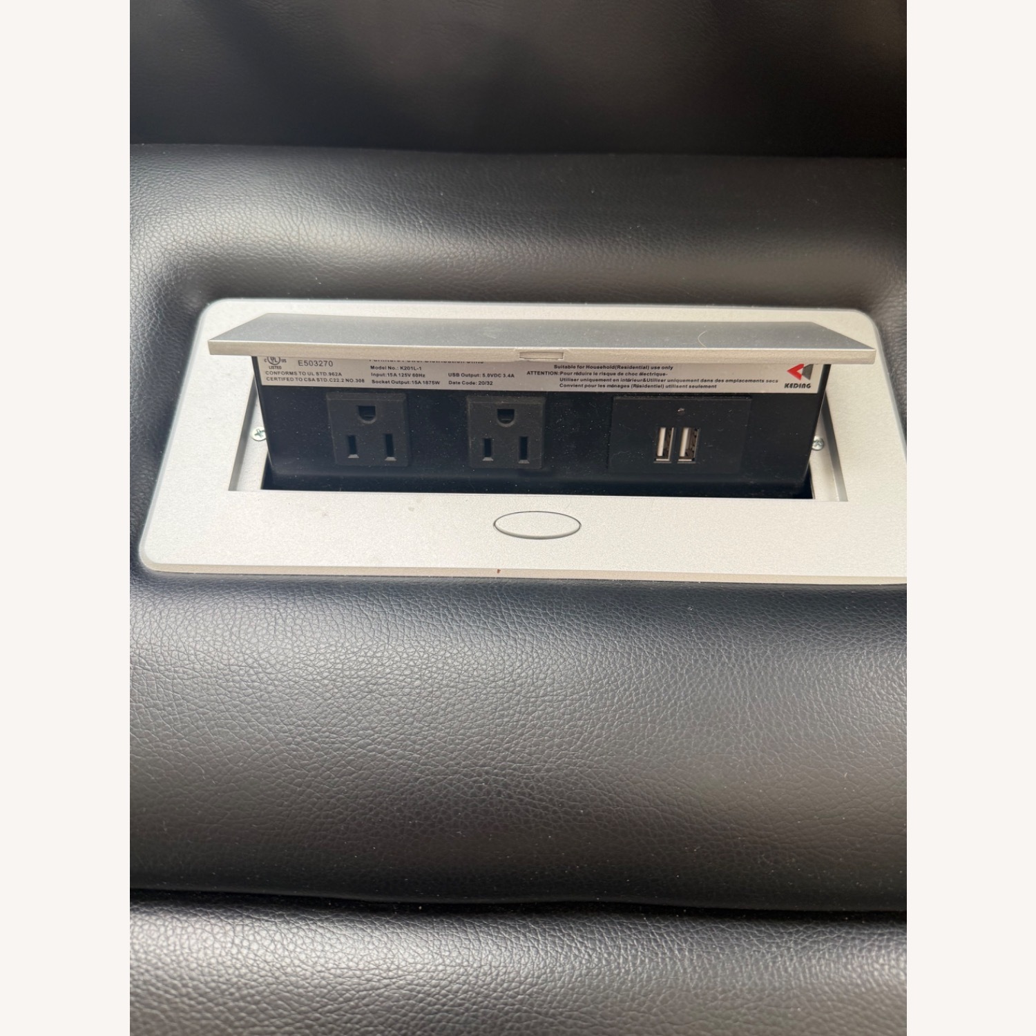 Ashley Party Time Black Sofa USB/Outlets - image-7