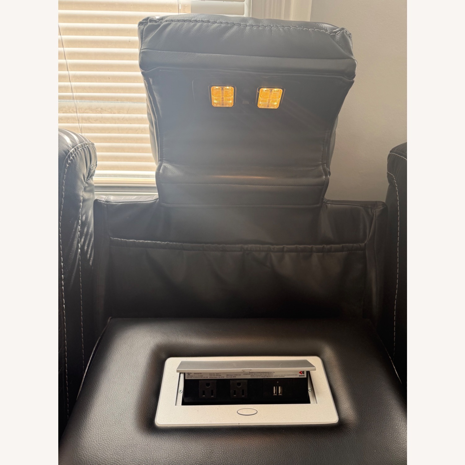 Ashley Party Time Black Sofa USB/Outlets - image-8