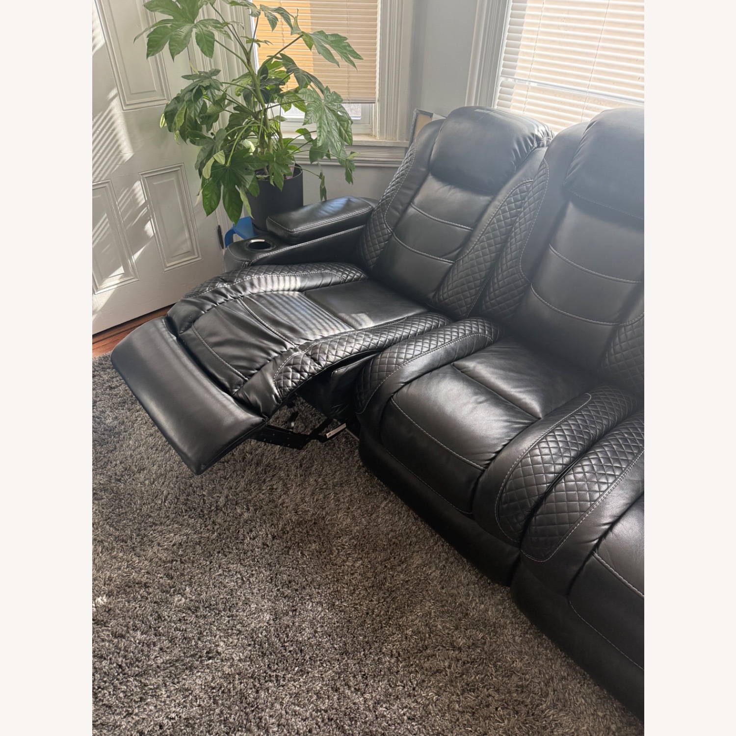 Ashley Party Time Black Sofa USB/Outlets - image-3