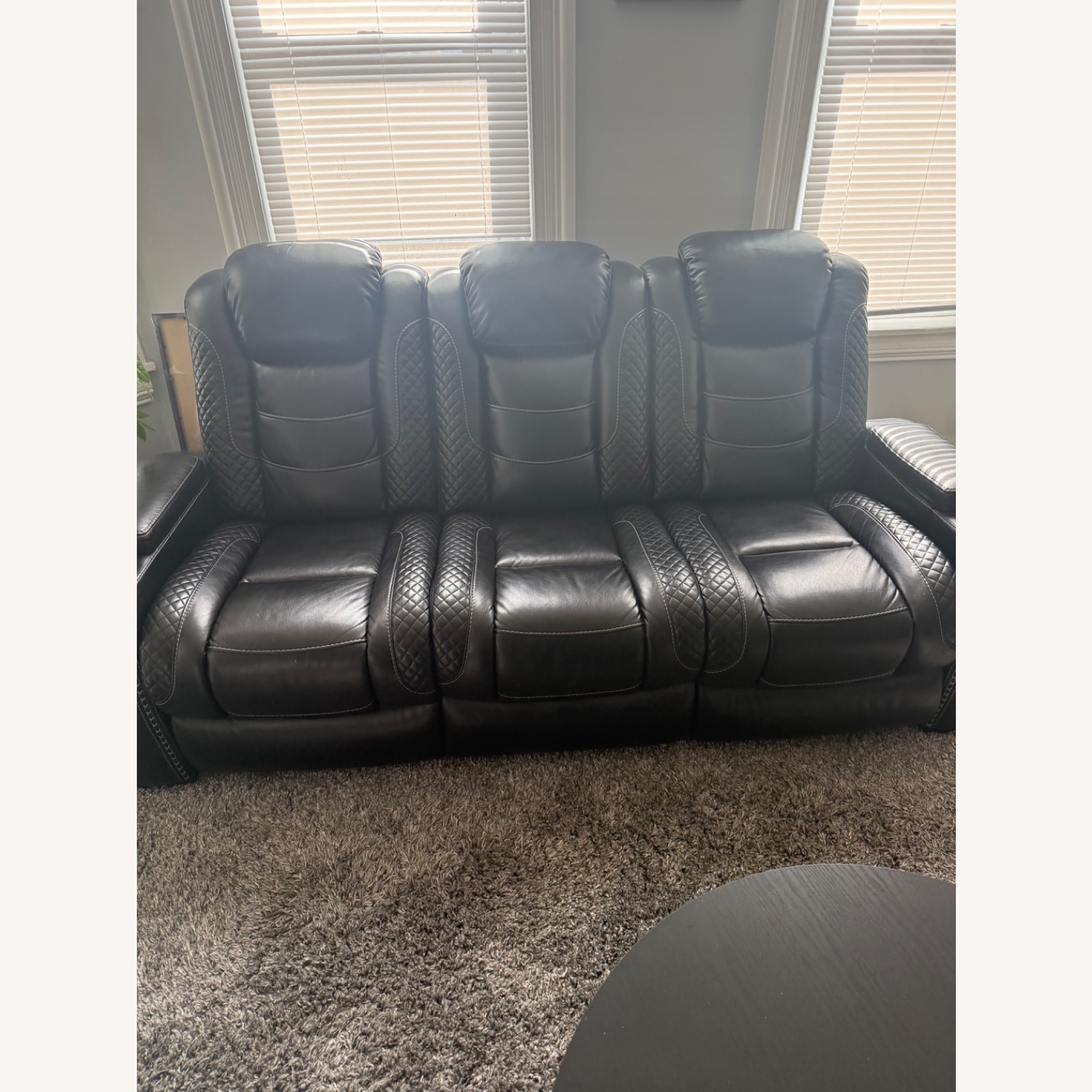 Ashley Party Time Black Sofa USB/Outlets - image-1