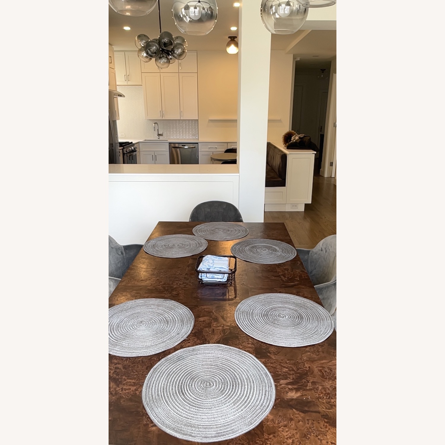 CB2 Aqua Virgo 72" Rectangular Dark Burl Wood Dining Table - image-2