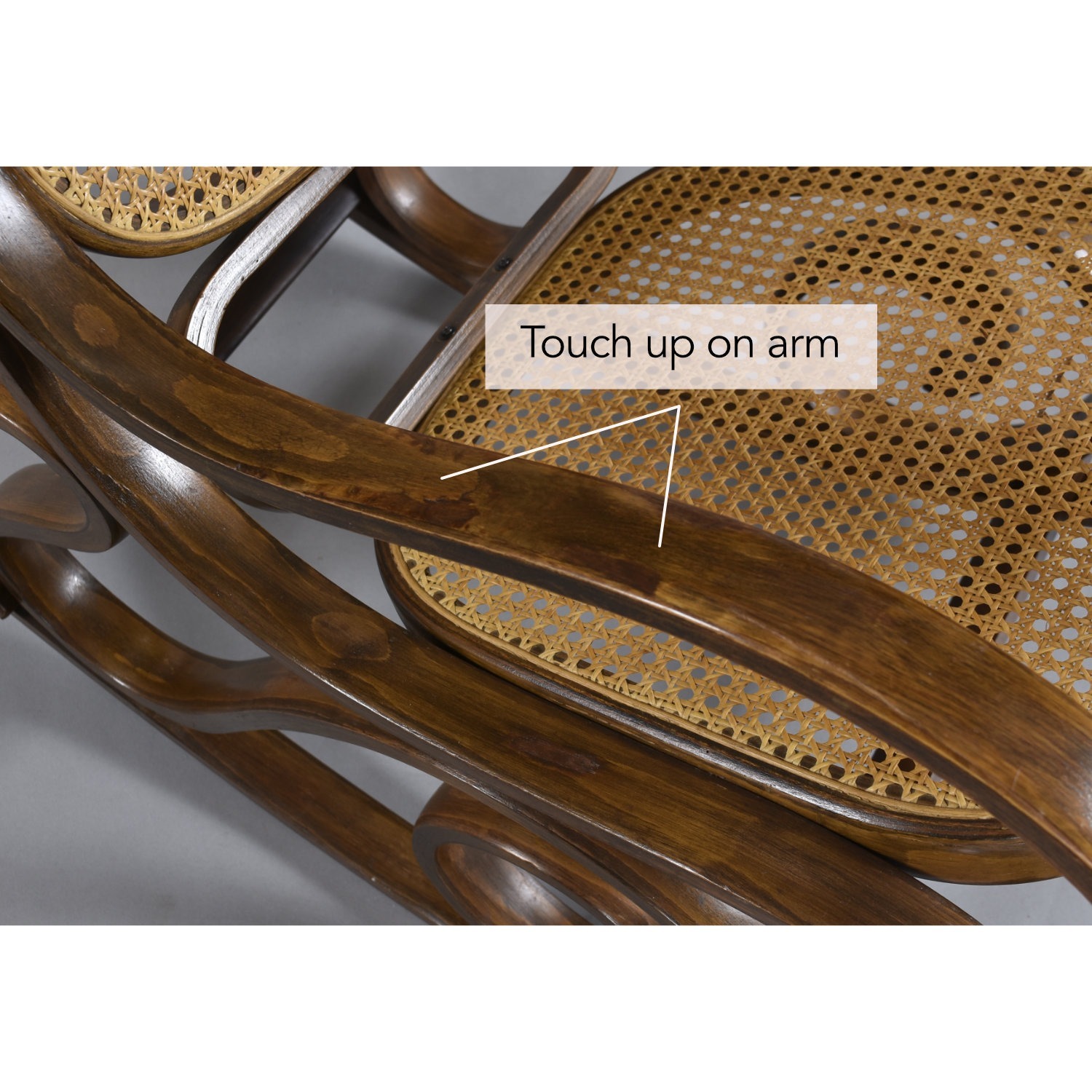 Vintage Rocking Chair with Wood Frame and Caning - image-12