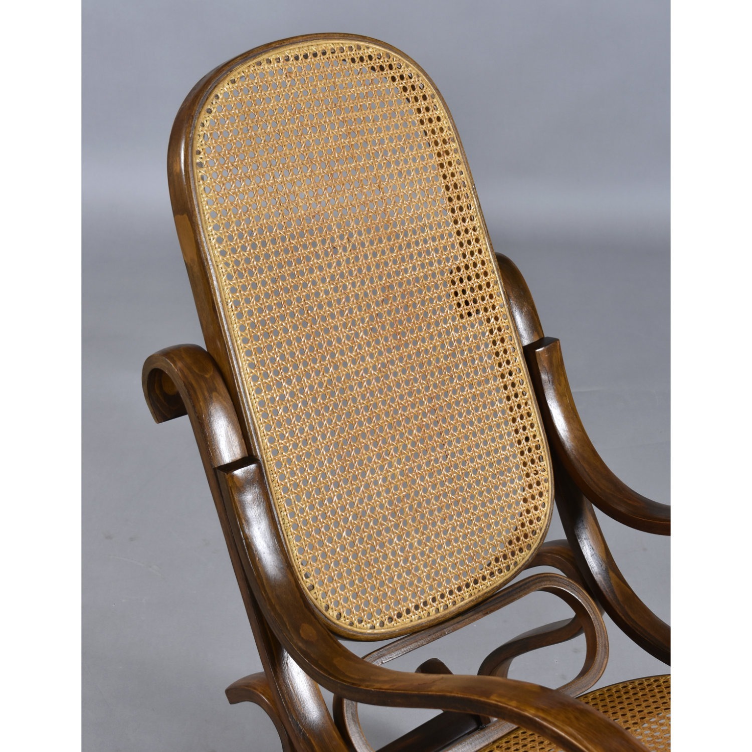 Vintage Rocking Chair with Wood Frame and Caning - image-7