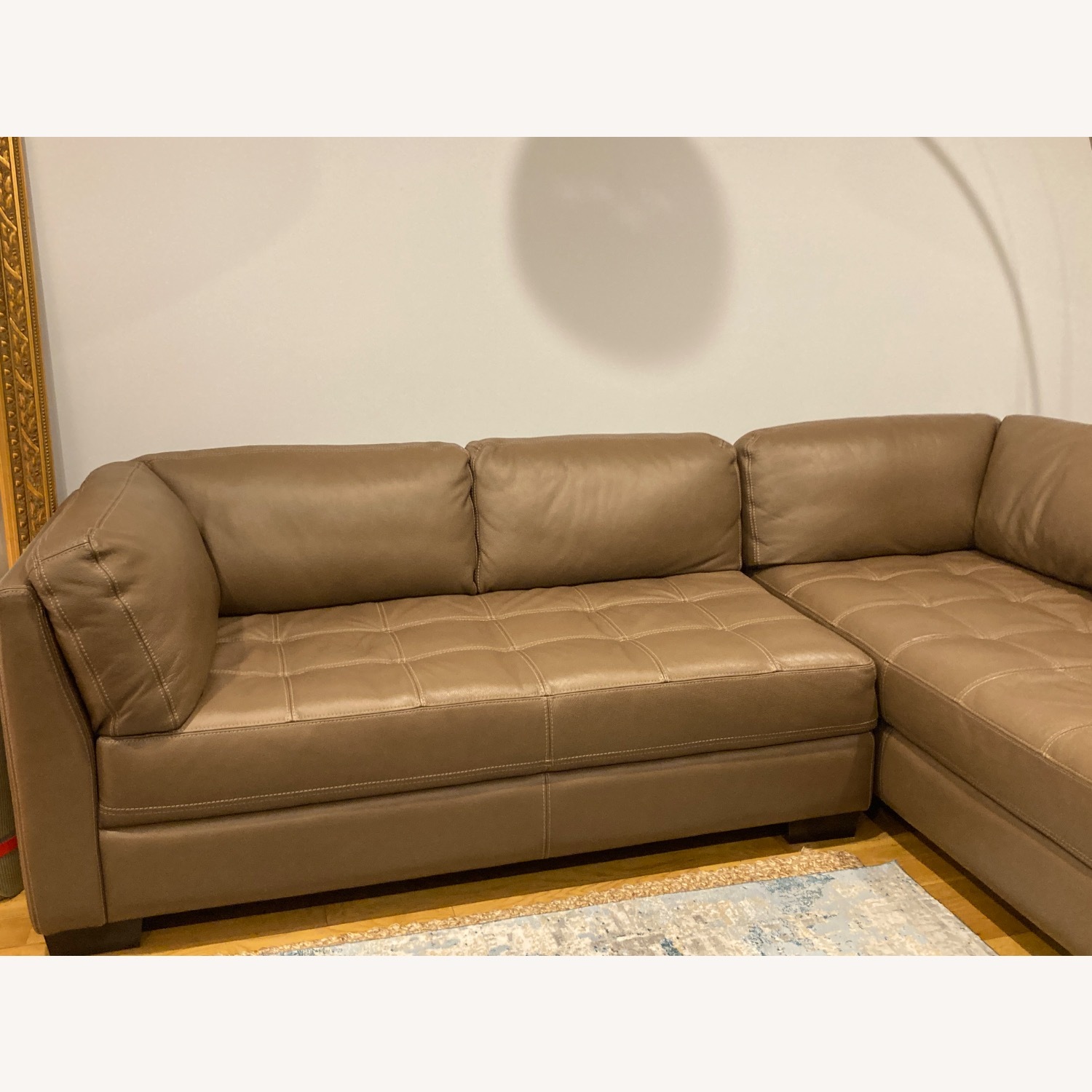 Bloomingdale’s Becker Italian Leather Taupe sectional - image-0