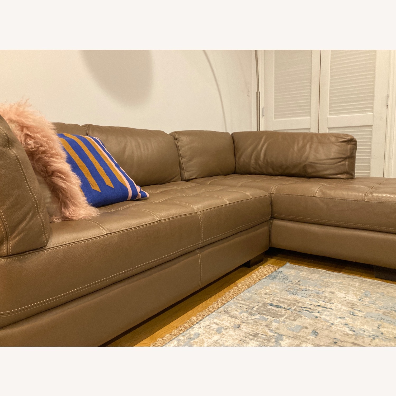 Bloomingdale’s Becker Italian Leather Taupe sectional - image-1