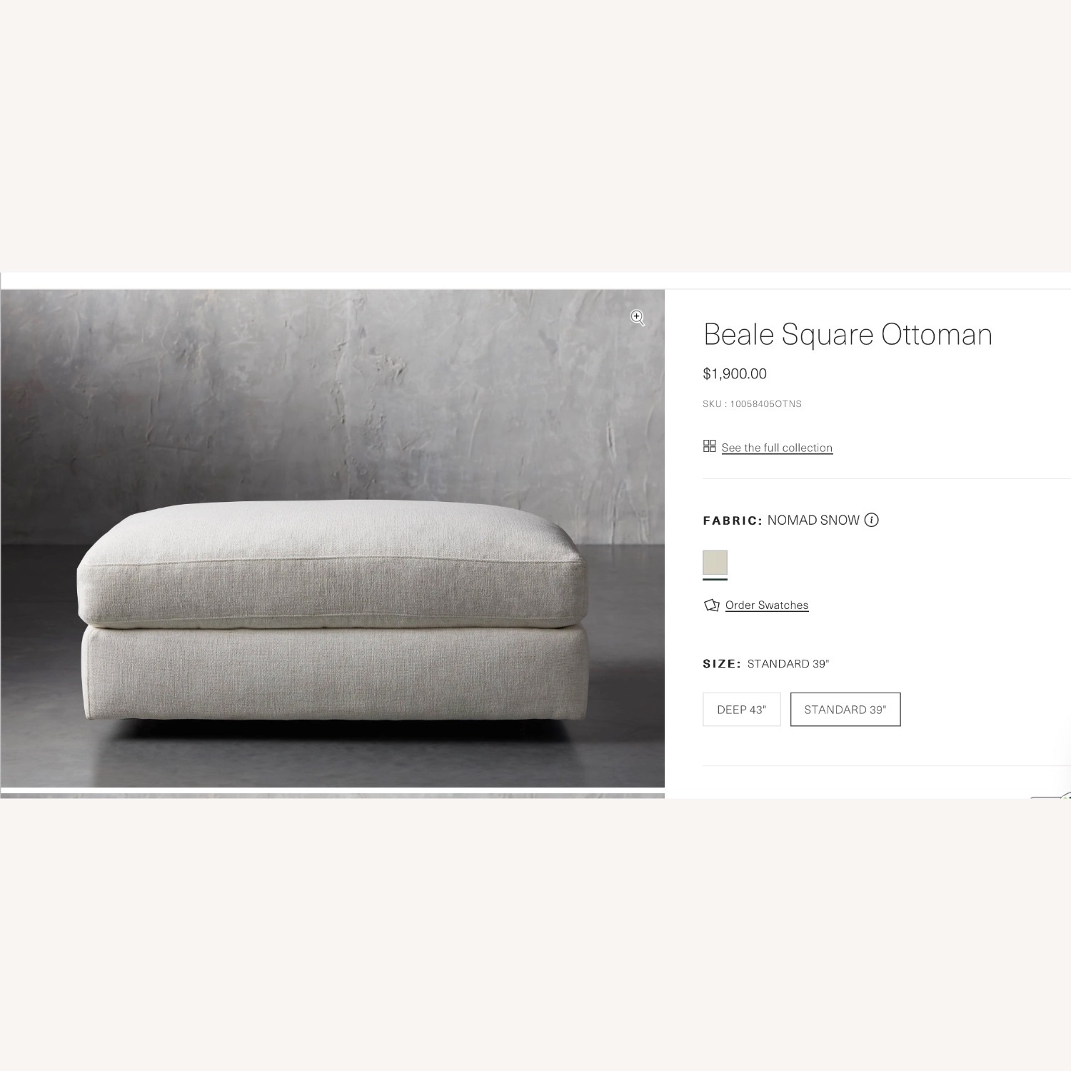 Arhaus Beale Square Ottoman - Snow Nomad - image-1