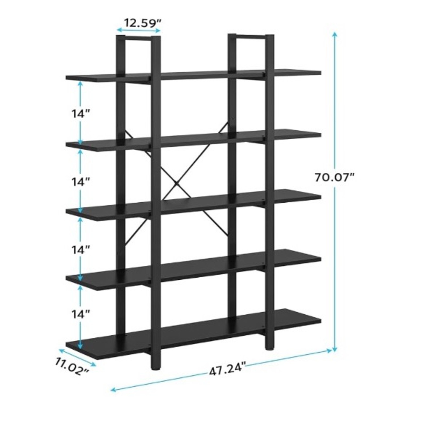 Sturdy 5 Tier Bookshelf   - image-3