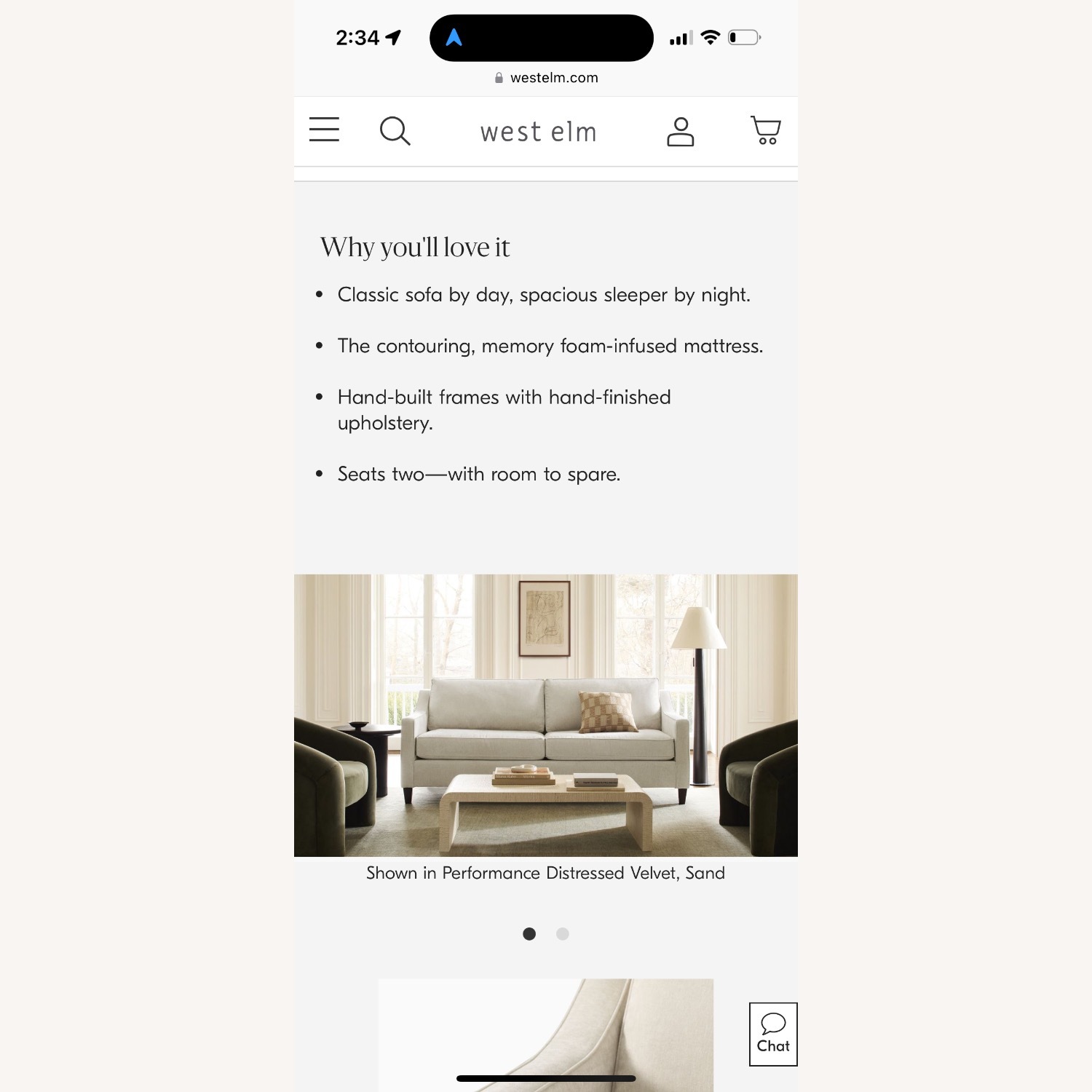 West Elm Paidge Sleeper Sofa (81") - Color: Sand - image-7