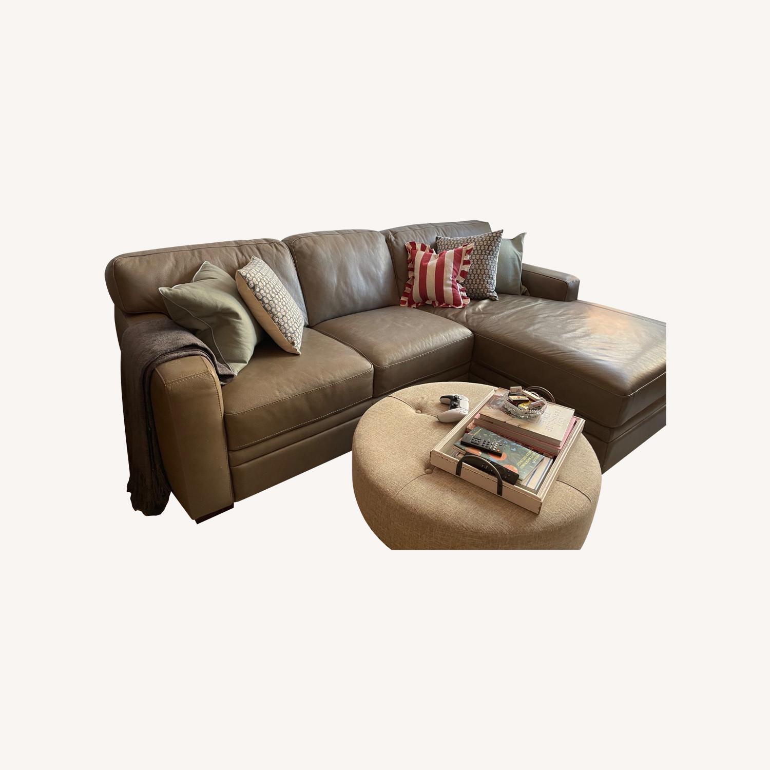 Macy's Leather 3-person Couch with Left Chaise - image-0