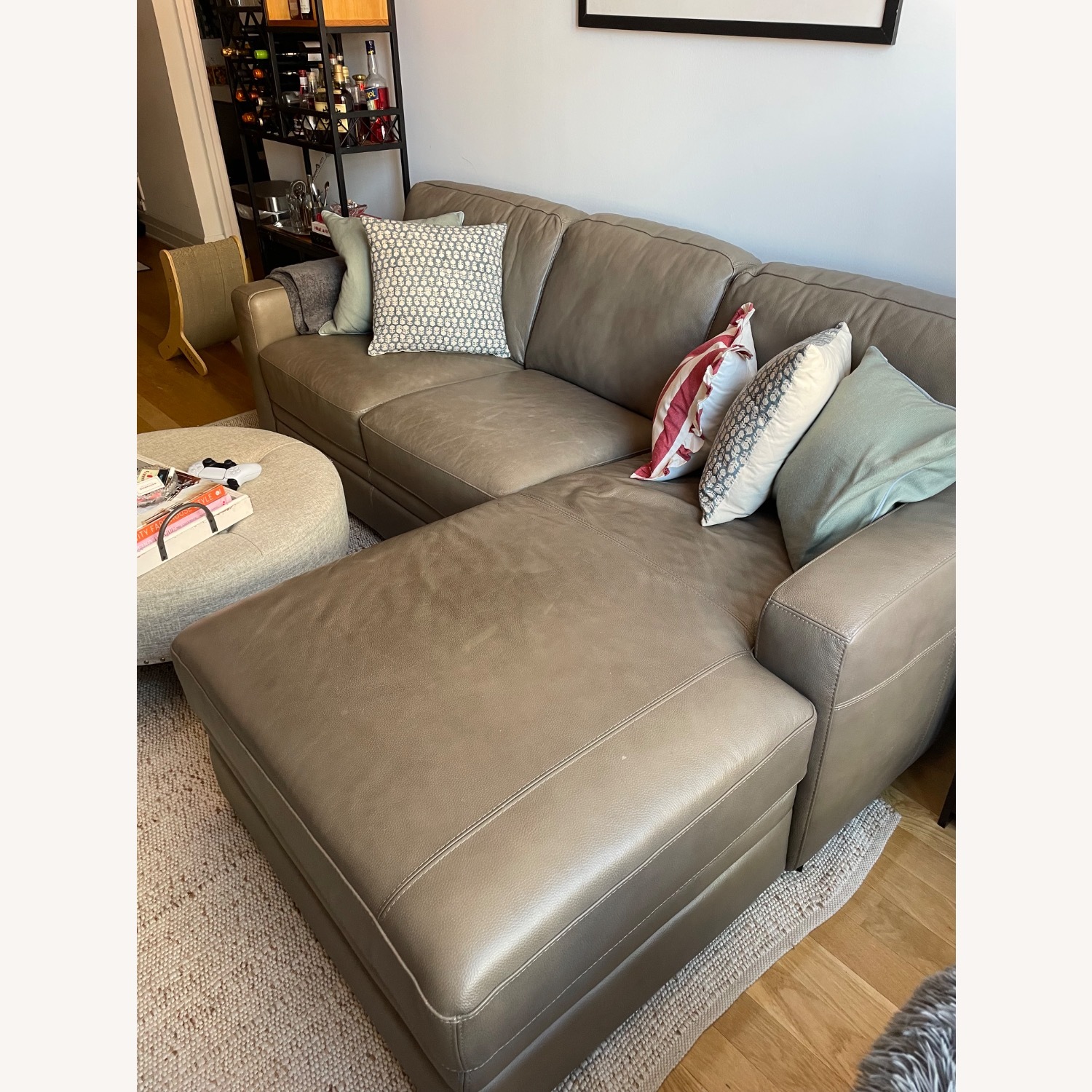 Macy's Leather 3-person Couch with Left Chaise - image-3